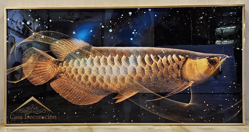 Golden Arwana Horizontal Crystal Painting (160x80cm)