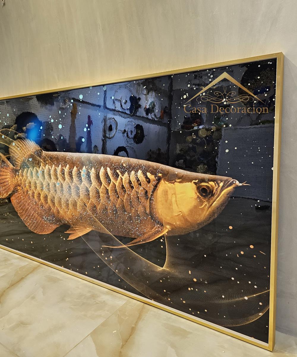 Golden Arwana Horizontal Crystal Painting (160x80cm)