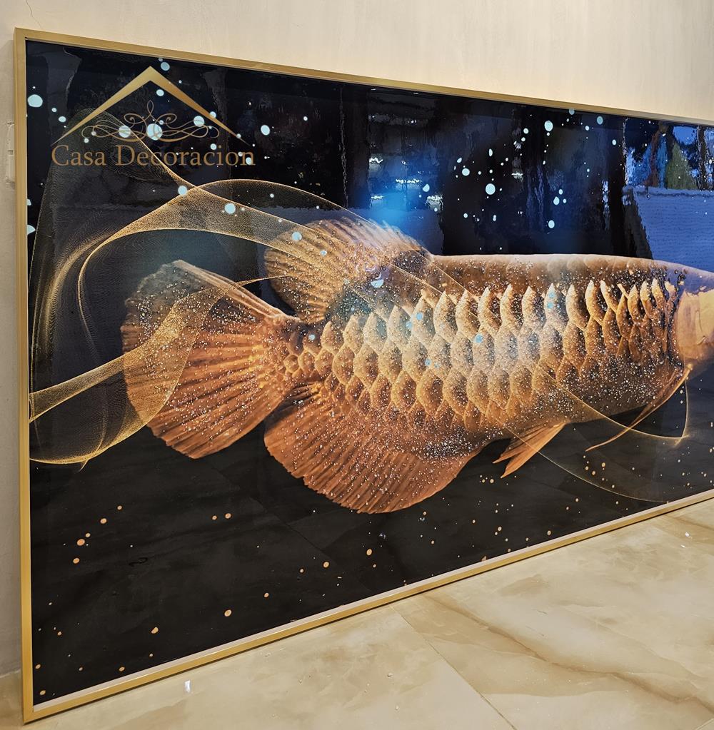 Golden Arwana Horizontal Crystal Painting (160x80cm)