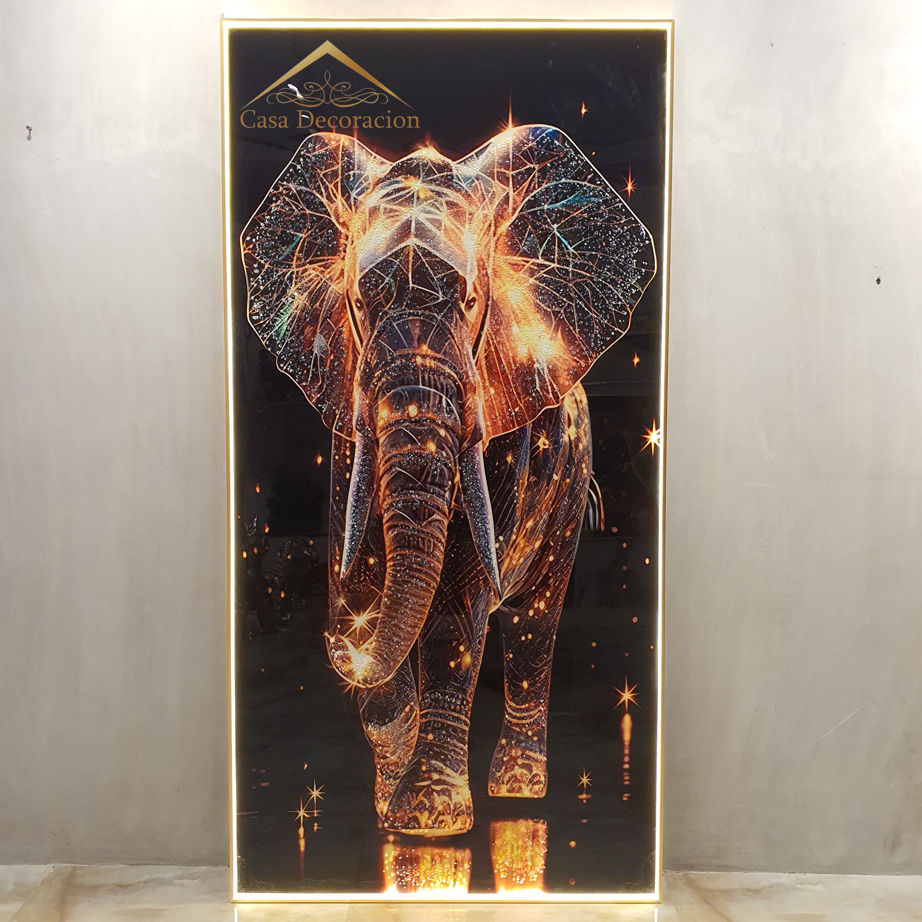 Golden Elephant Portrait Crystal Painting