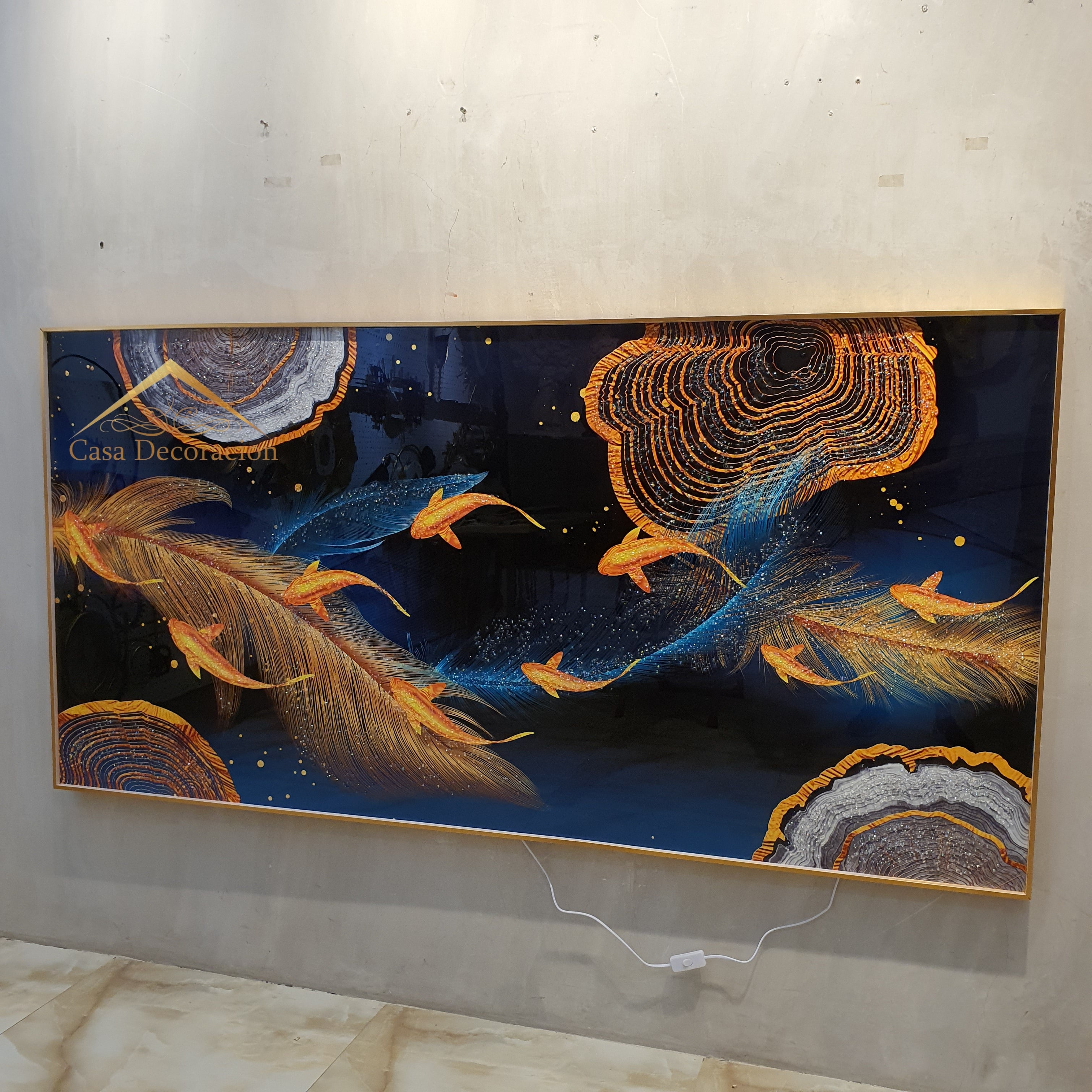 9 Gold Koi Fish Crystal Painting