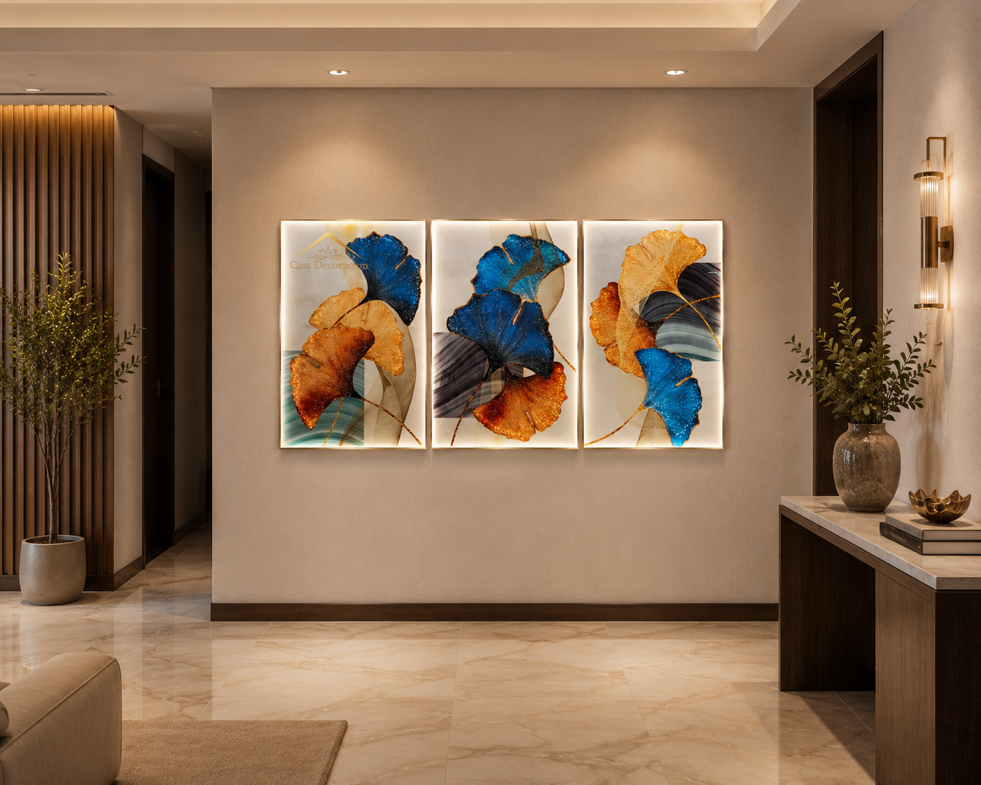 Ginko Leaves Crystal Painting Set of 3