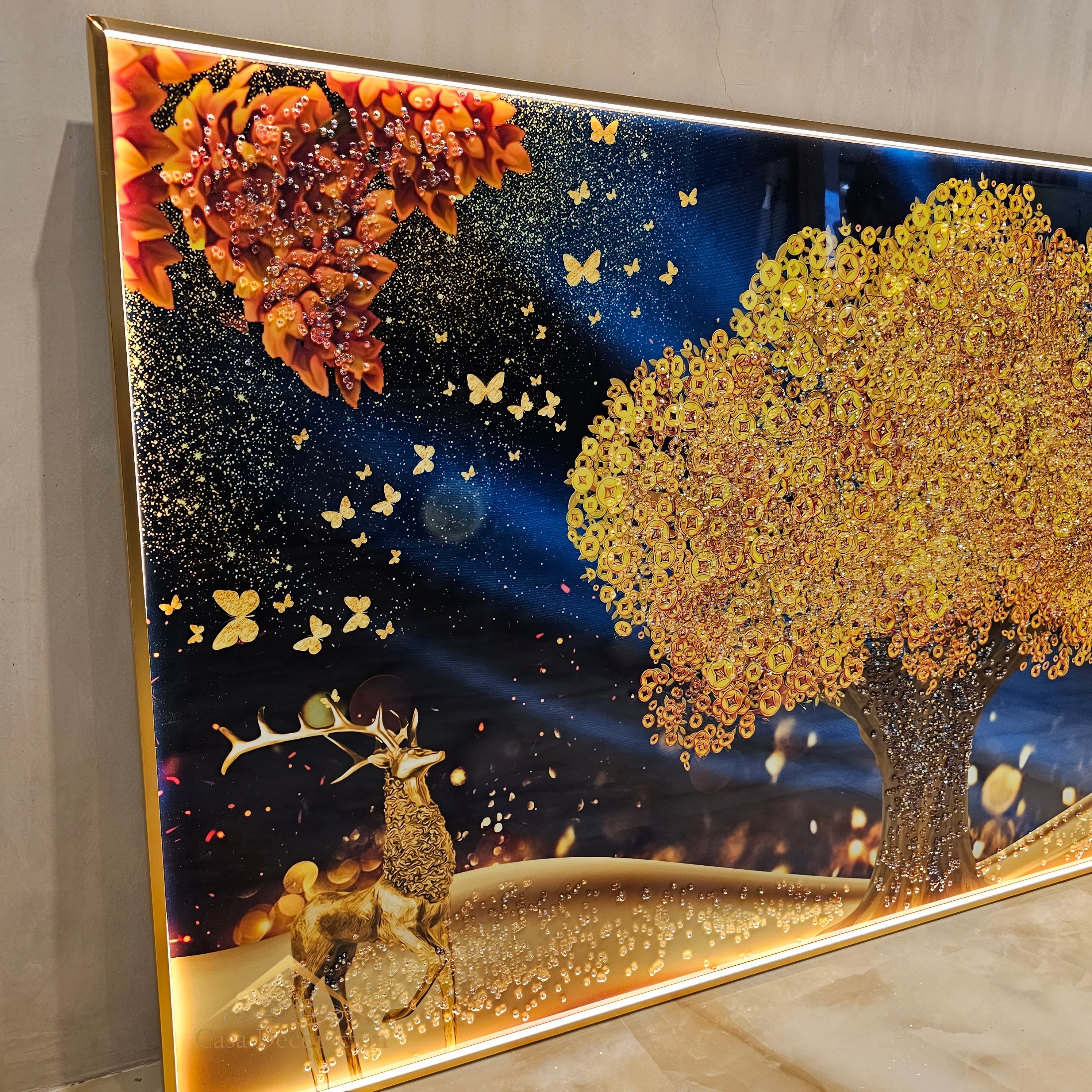 Golden Money Tree - Single Horizontal Crystal Porcelain