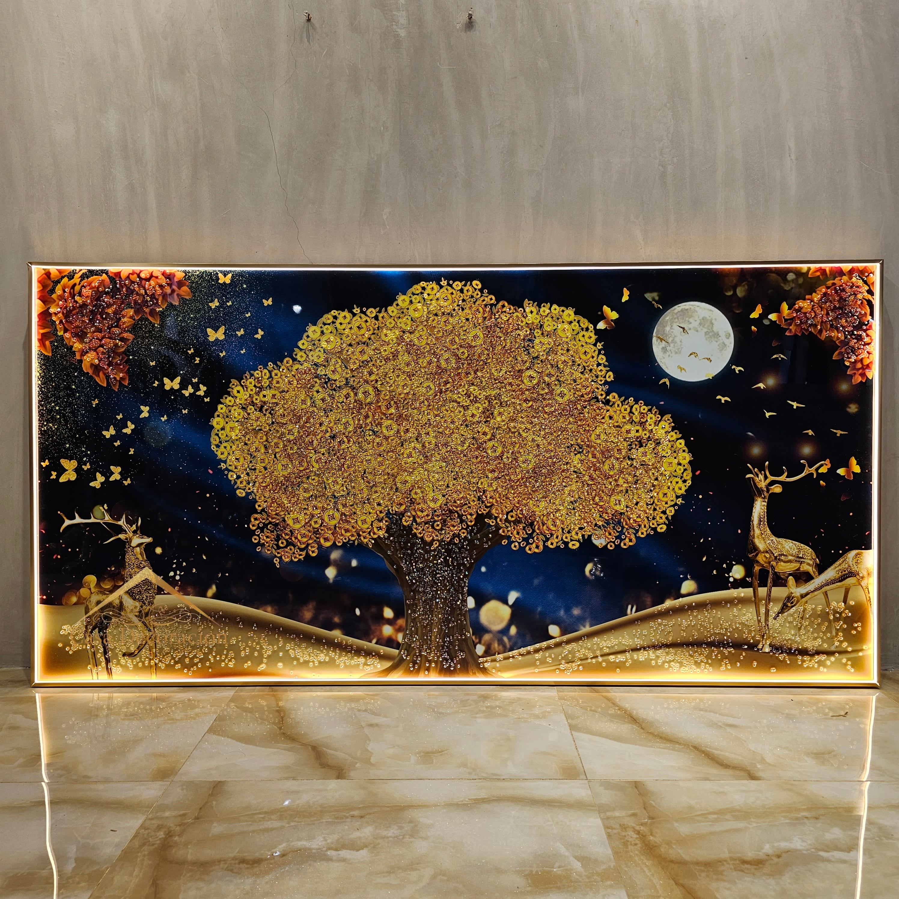 Golden Money Tree - Single Horizontal Crystal Porcelain