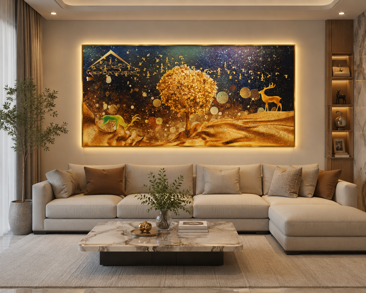 Gold Money Tree W/ LED Light - 02 (160x80cm)