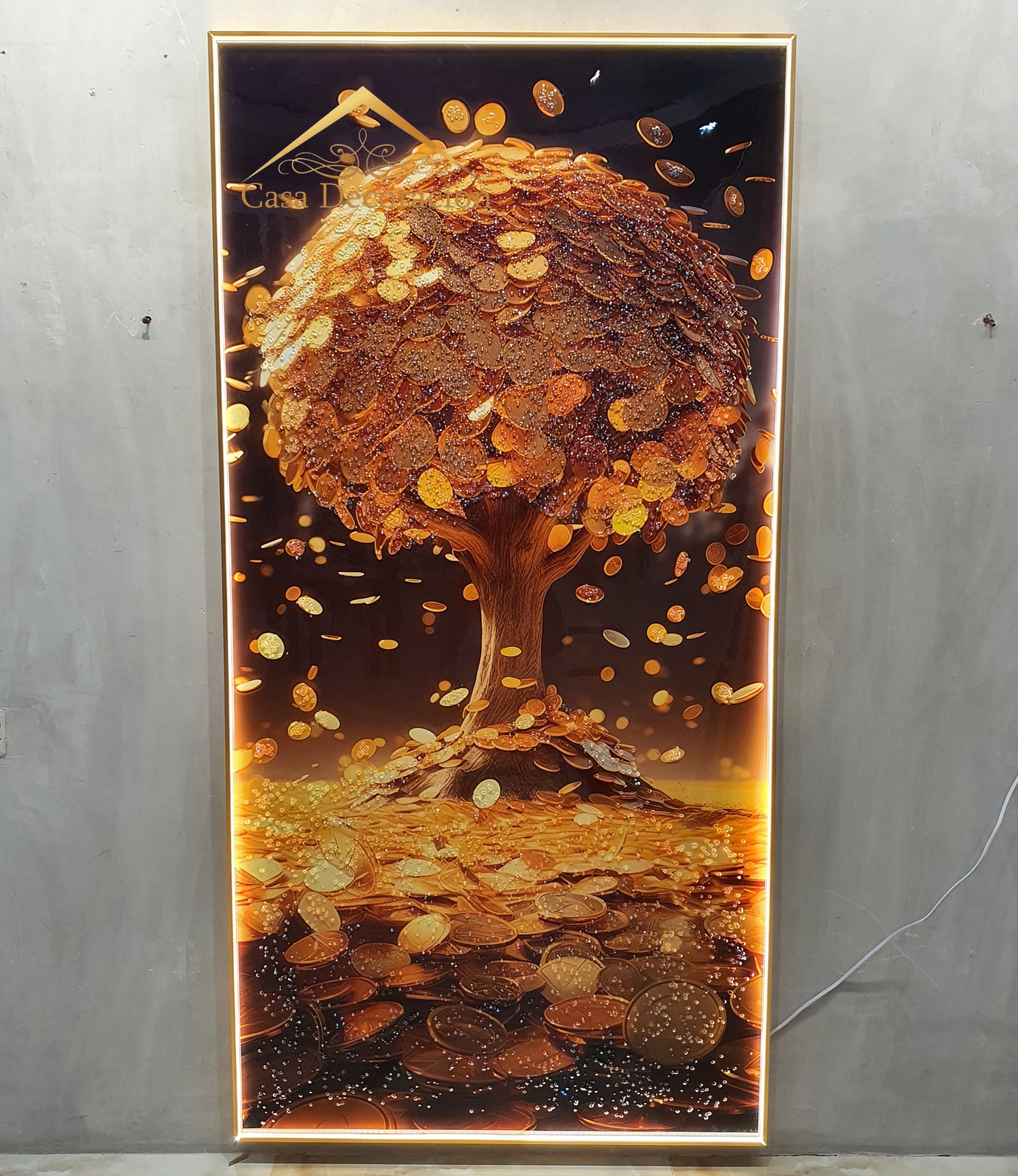 Golden Money Tree Vertical Crystal Painting