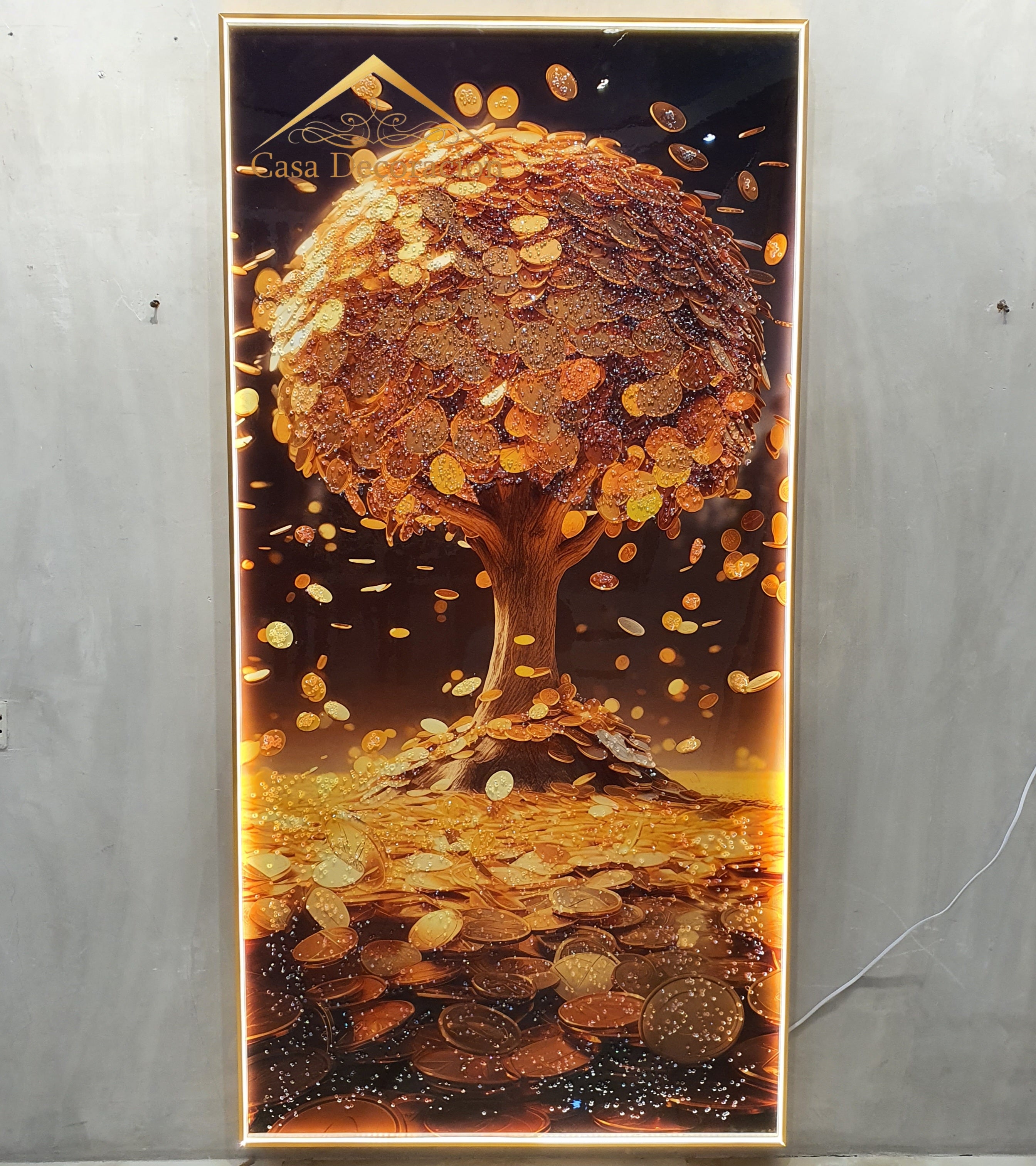 Golden Money Tree Vertical Crystal Painting