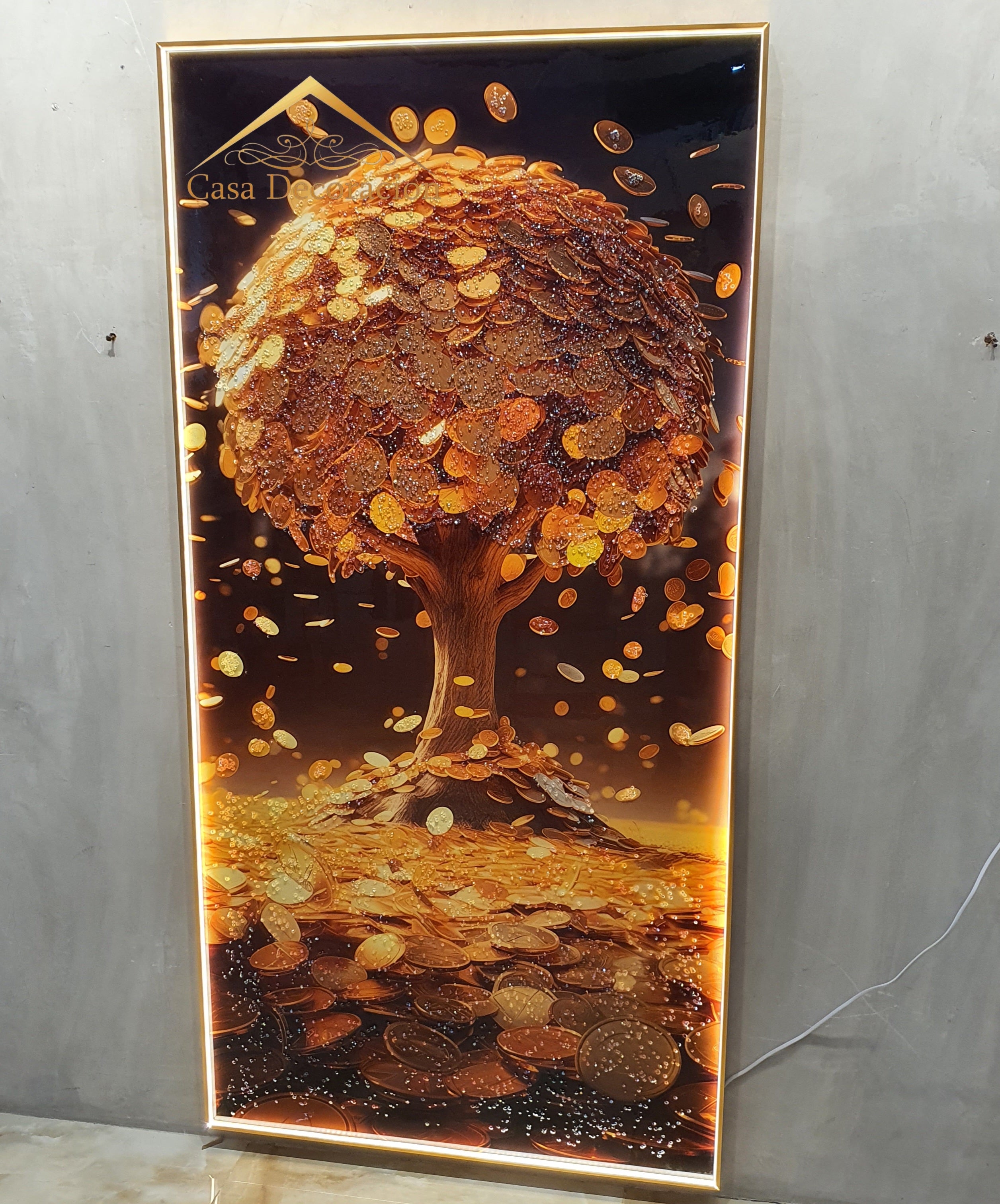 Golden Money Tree Vertical Crystal Painting