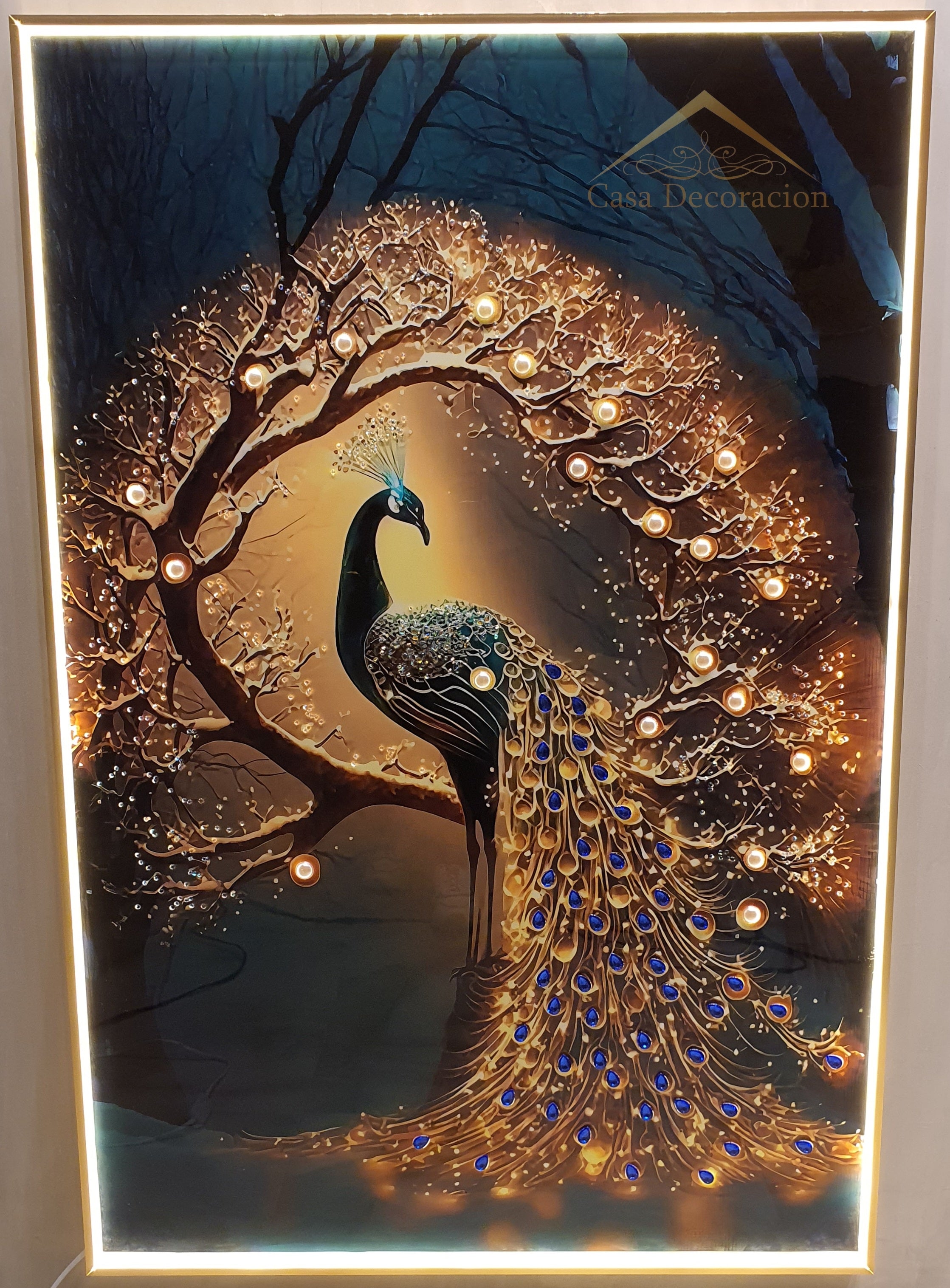 Golden Peacock Portrait - 003 W/ LED (120x80cm)
