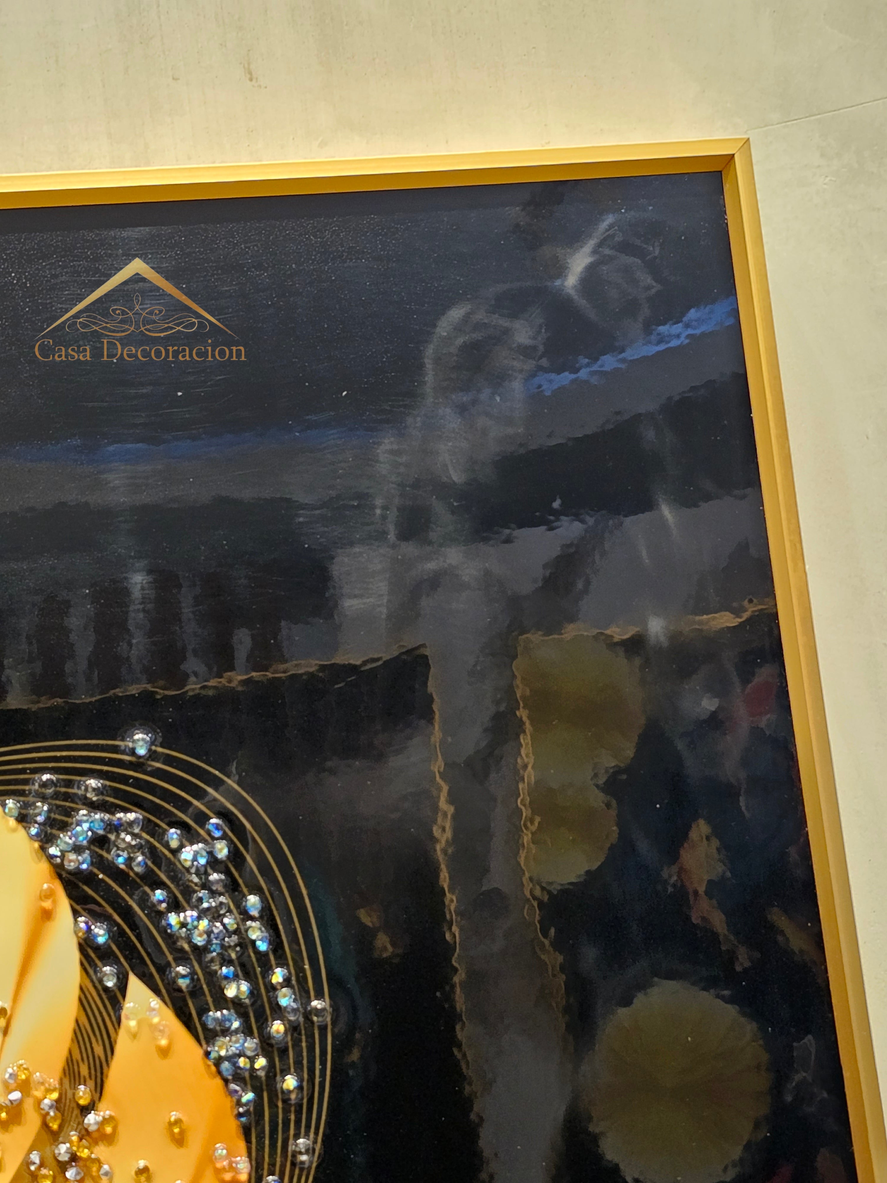 Gold and Red Monstera Plan Crystal Painting (140x70cm)