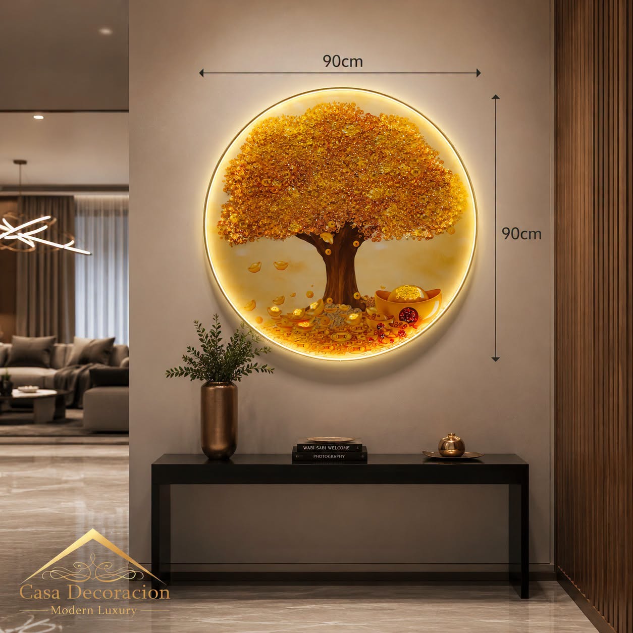 Golden Round Money Tree Morning Background (90x90cm)
