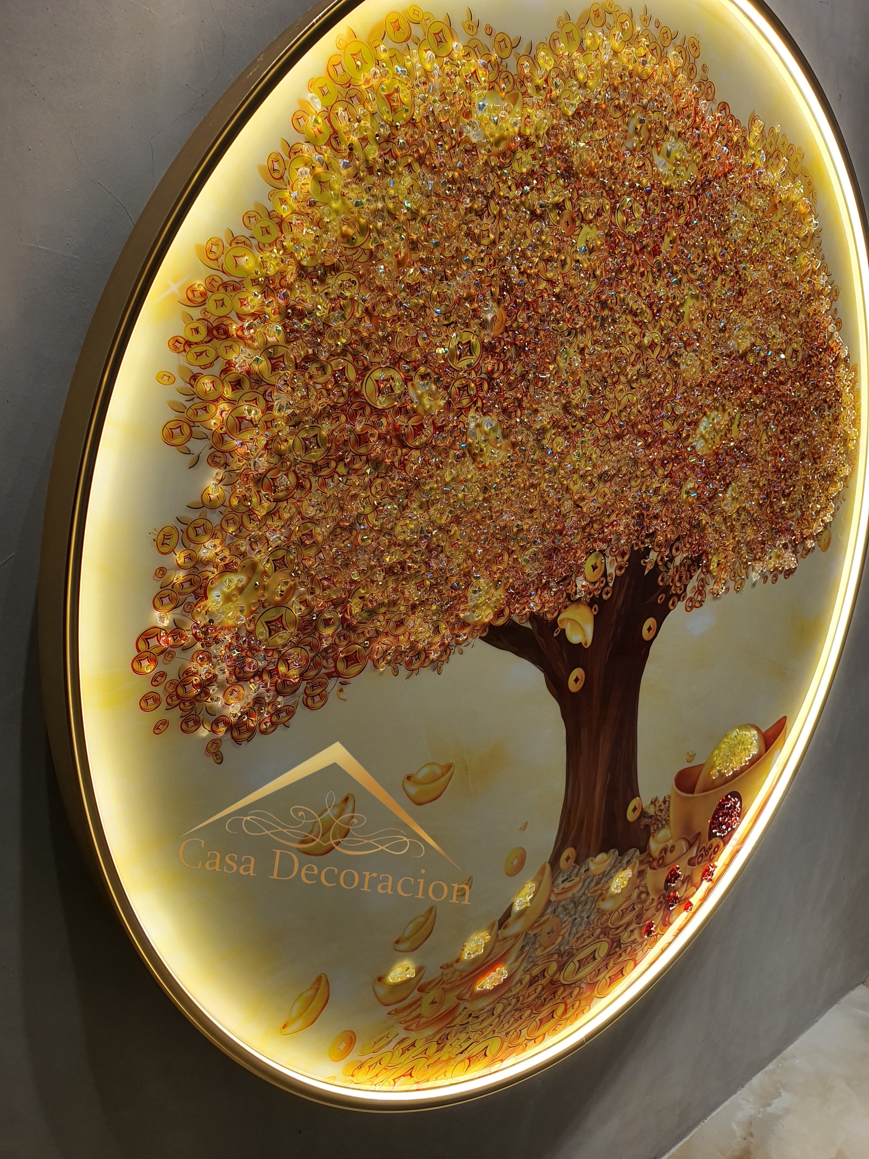 Golden Round Money Tree Morning Background (90x90cm)