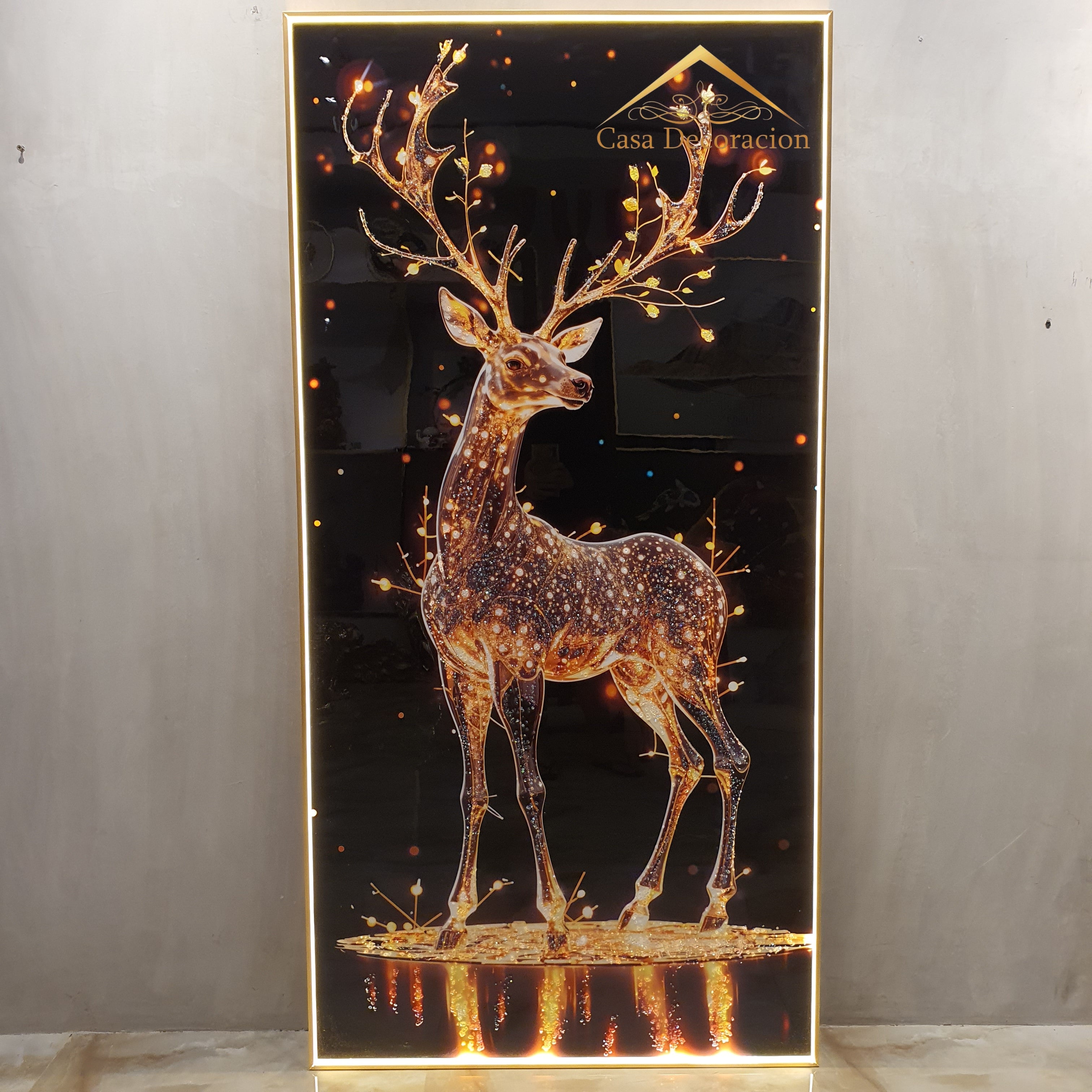 Golden Reindeer Portrait Crystal Painting
