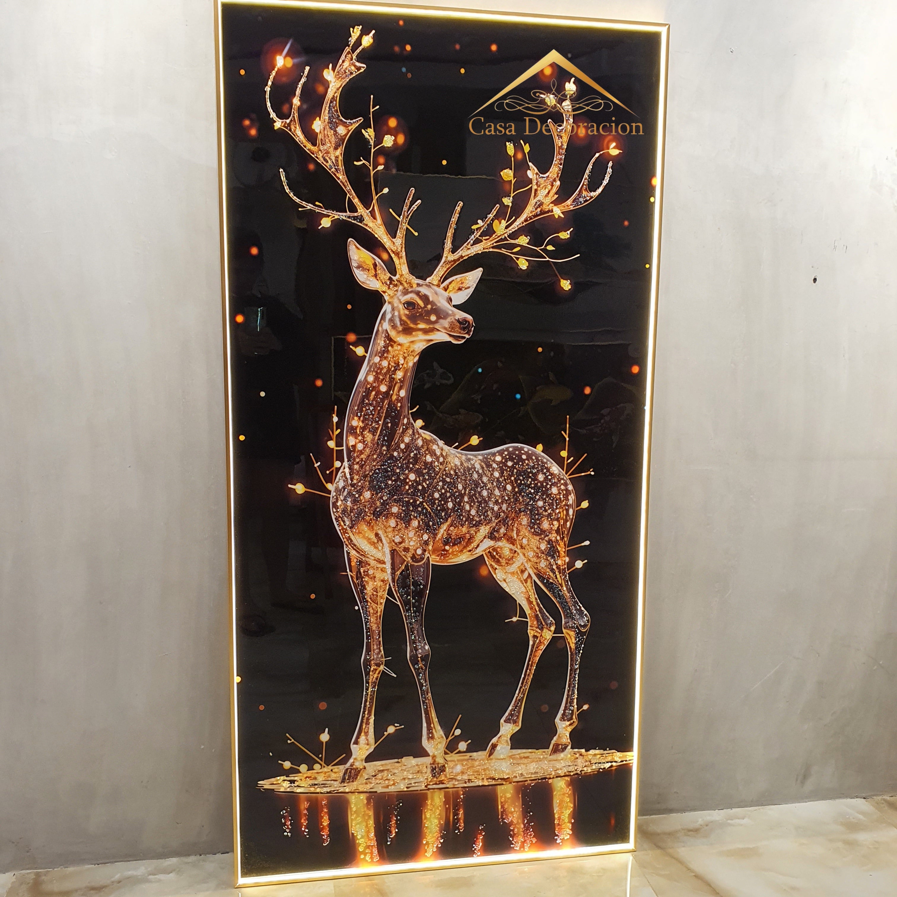 Golden Reindeer Portrait Crystal Painting