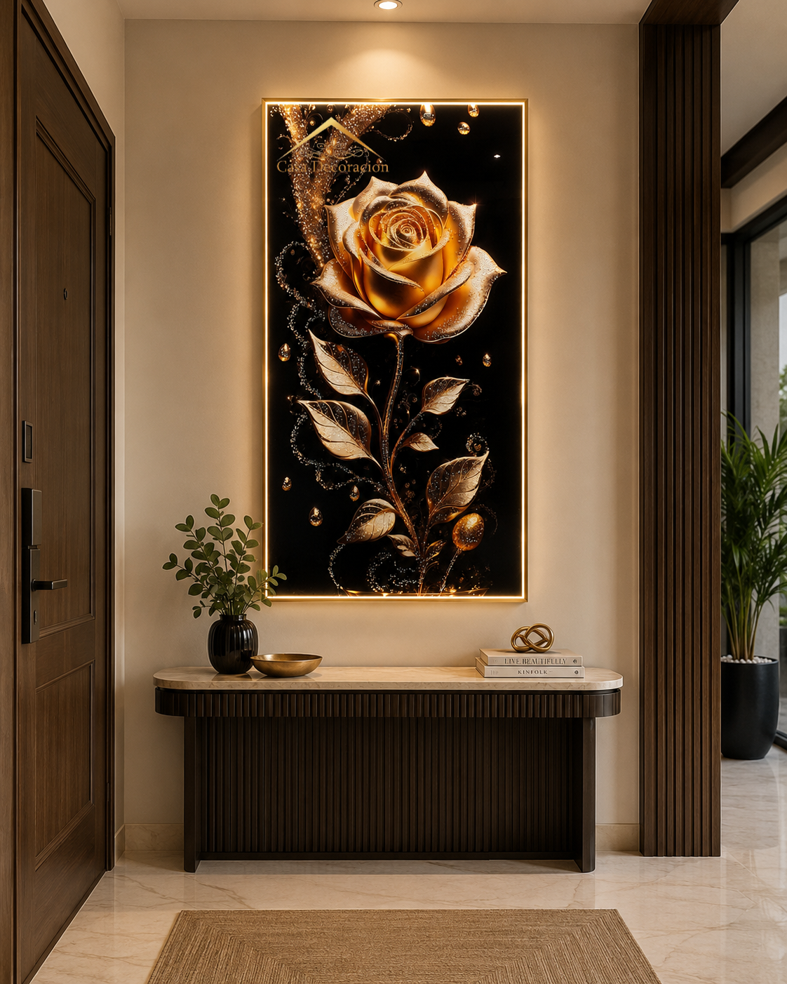 Golden Rose Portrait Crystal Painting