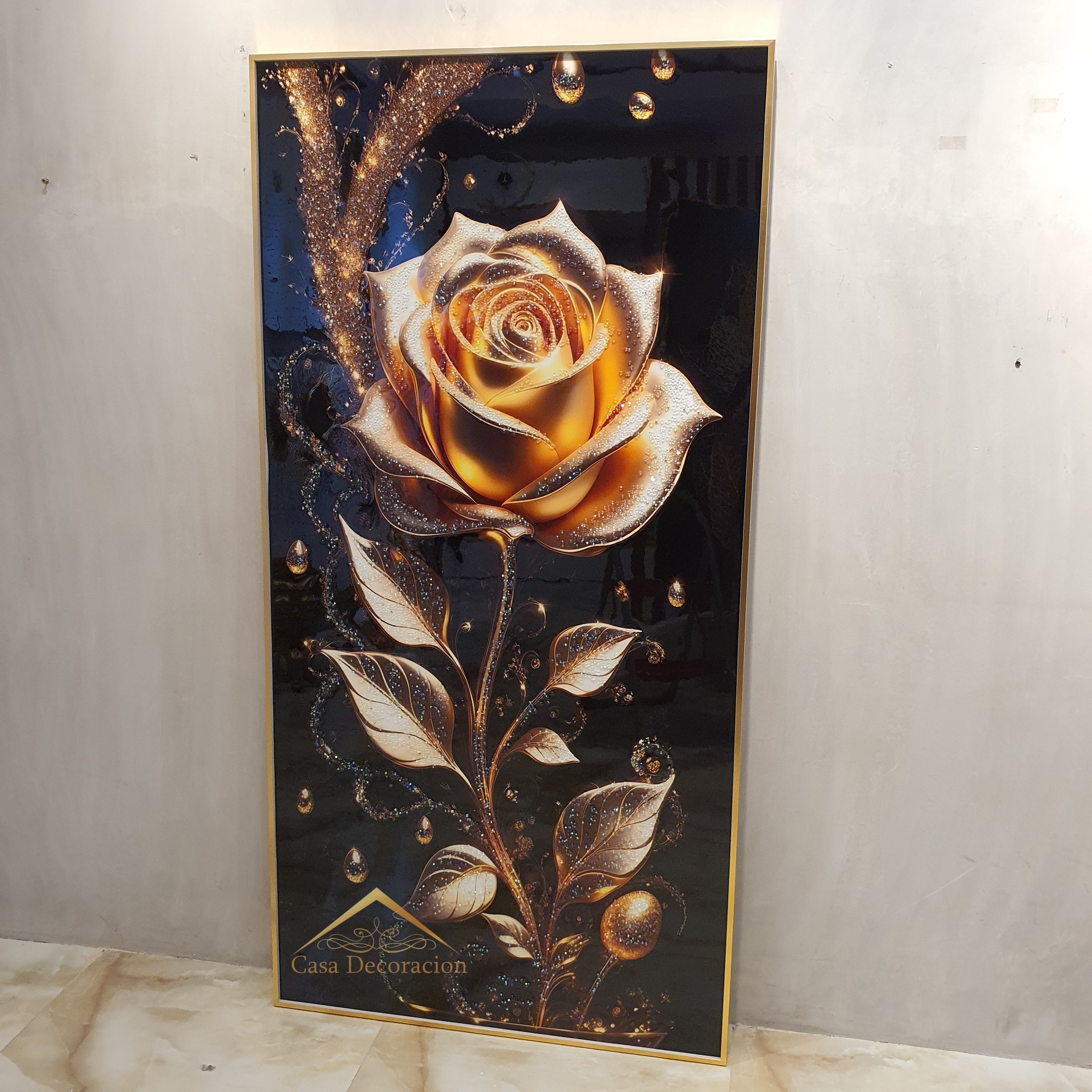 Golden Rose Portrait Crystal Painting