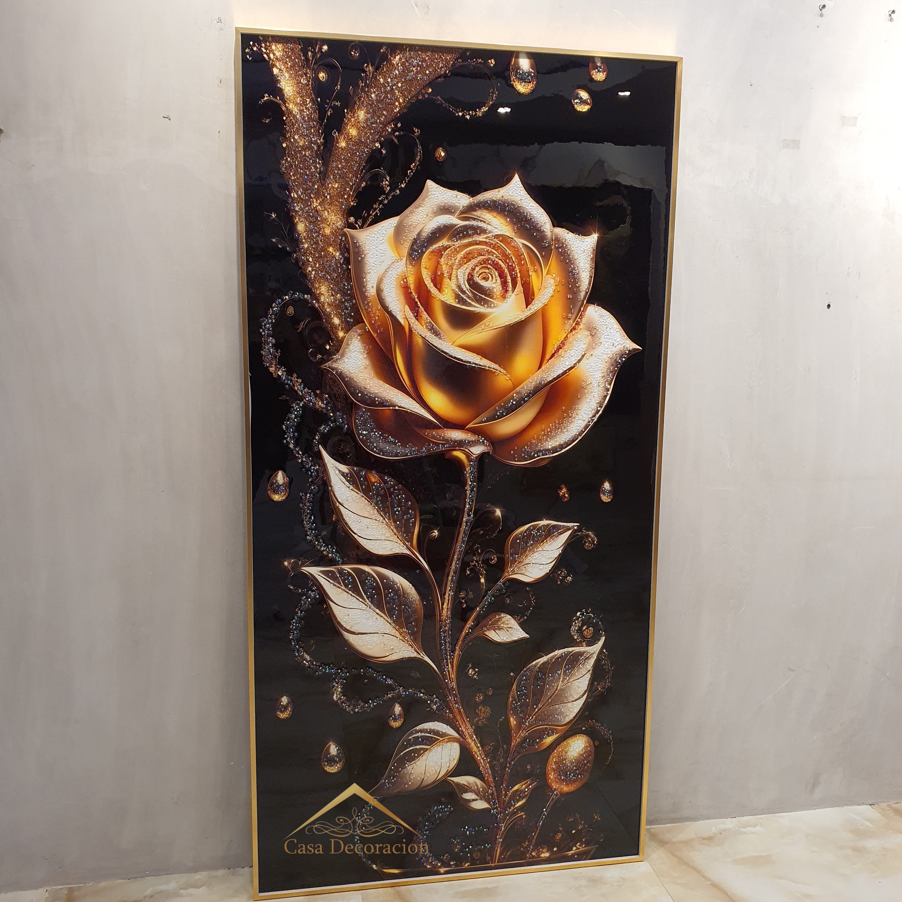 Golden Rose Portrait Crystal Painting