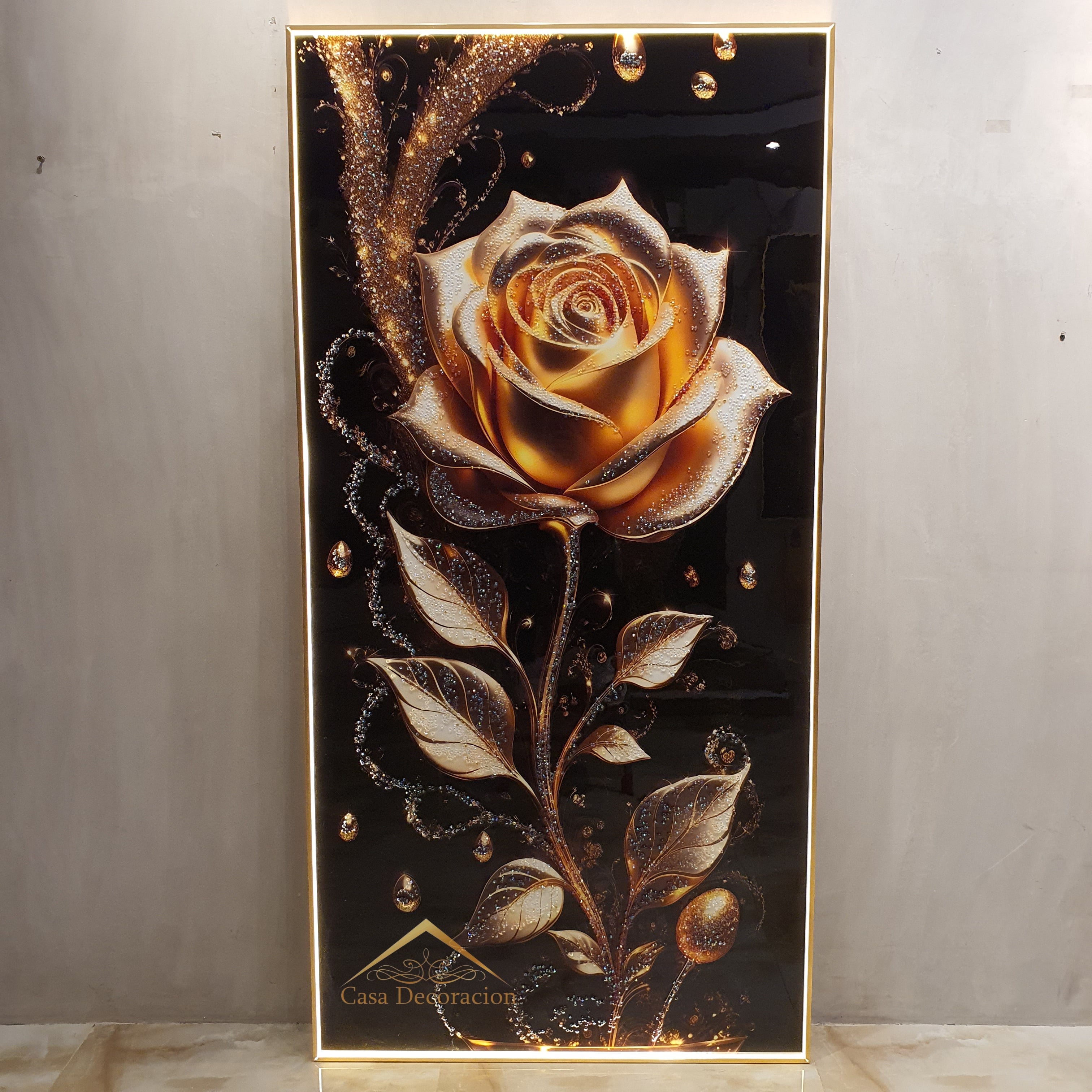 Golden Rose Portrait Crystal Painting