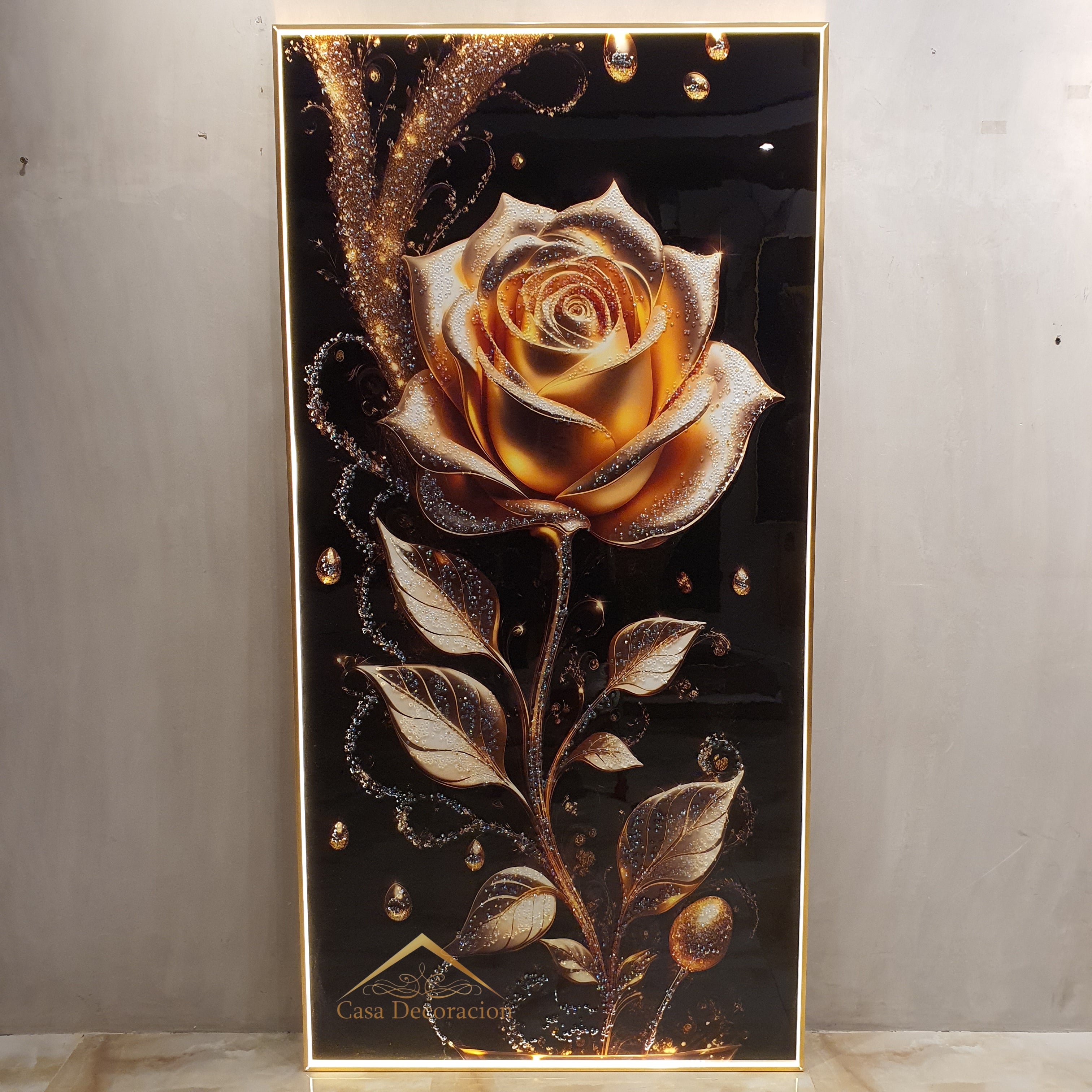 Golden Rose Portrait Crystal Painting