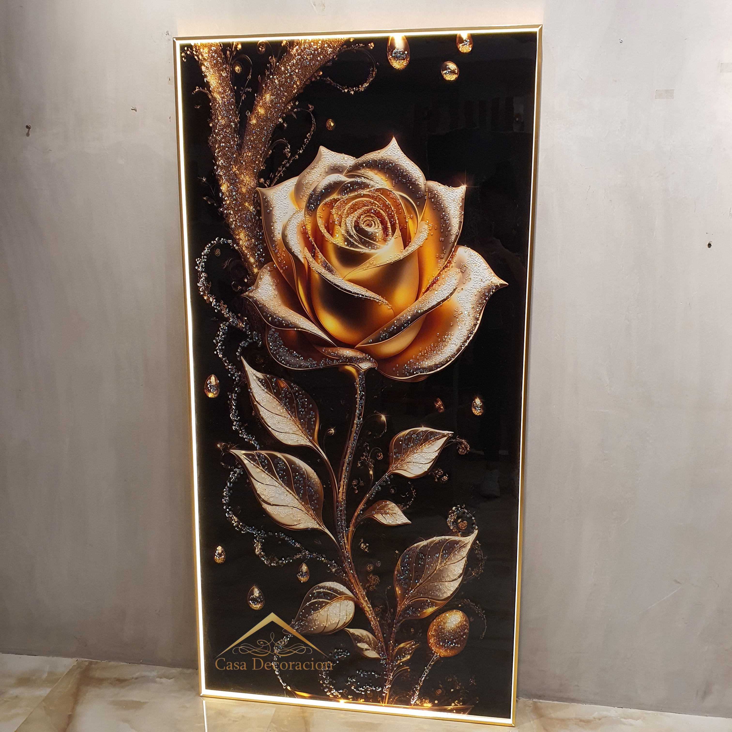 Golden Rose Portrait Crystal Painting