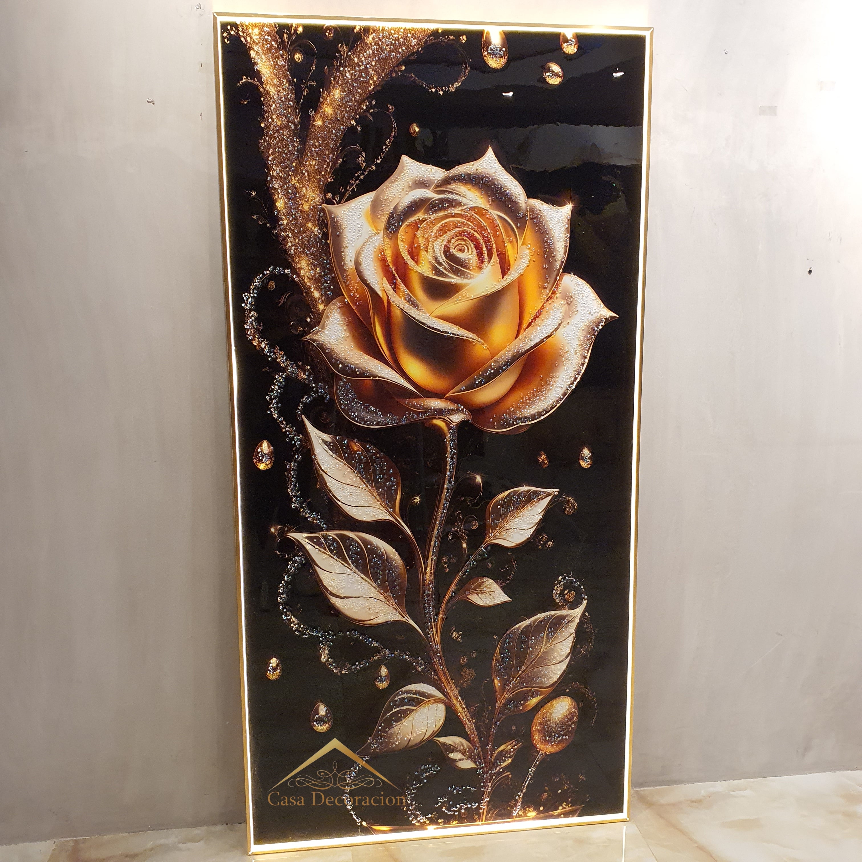 Golden Rose Portrait Crystal Painting