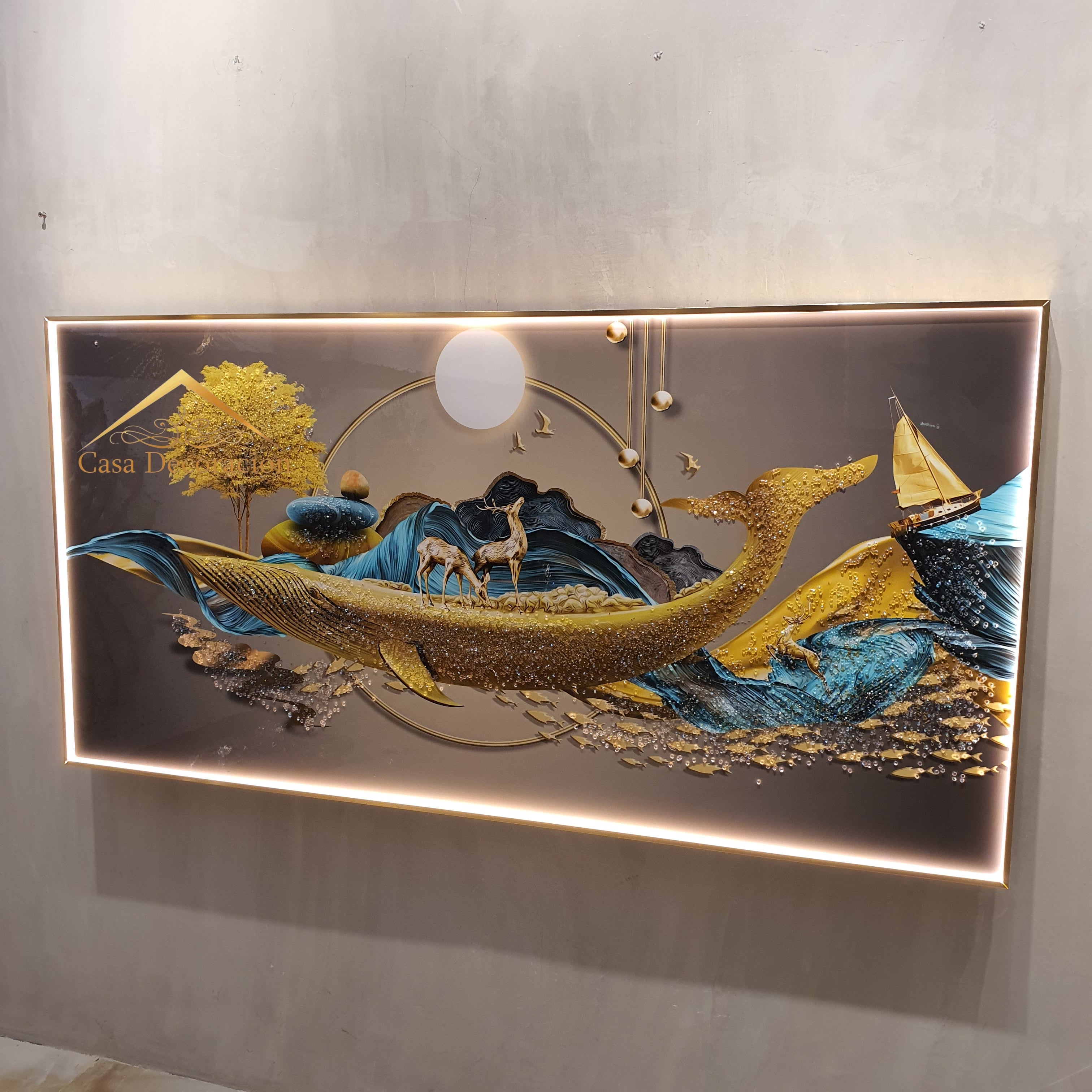 Modern Nature design Crystal Porcelain W/ 3D Embossed Beads