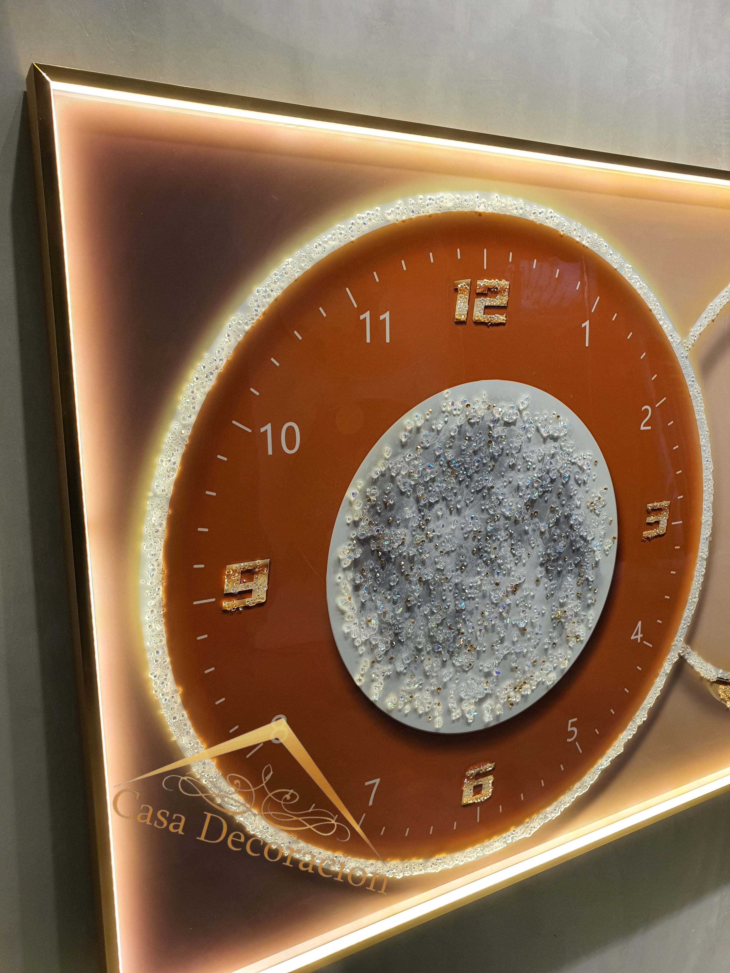 Modern Crystal Painting Wall Clock W/ LED Light