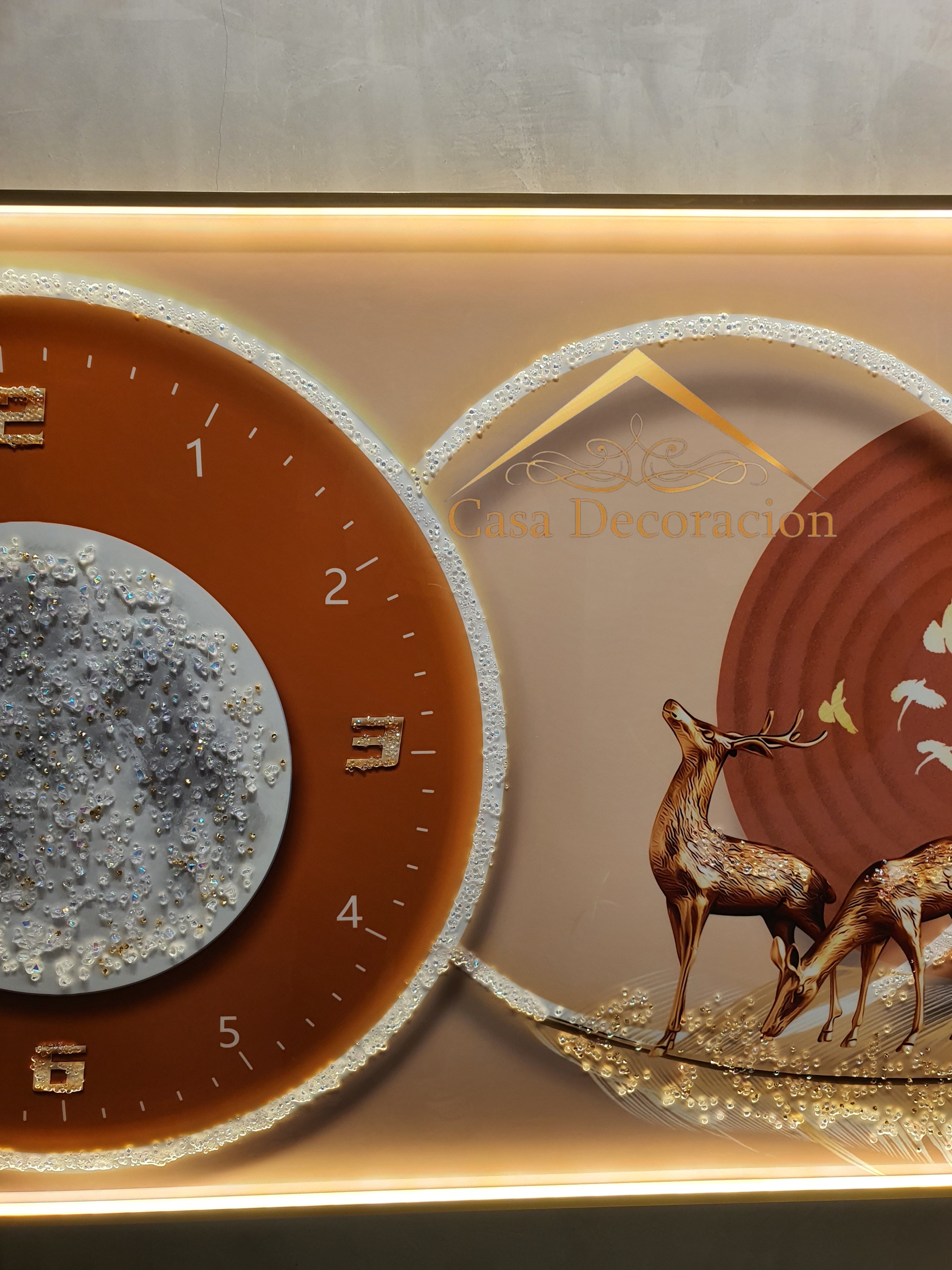 Modern Crystal Painting Wall Clock W/ LED Light