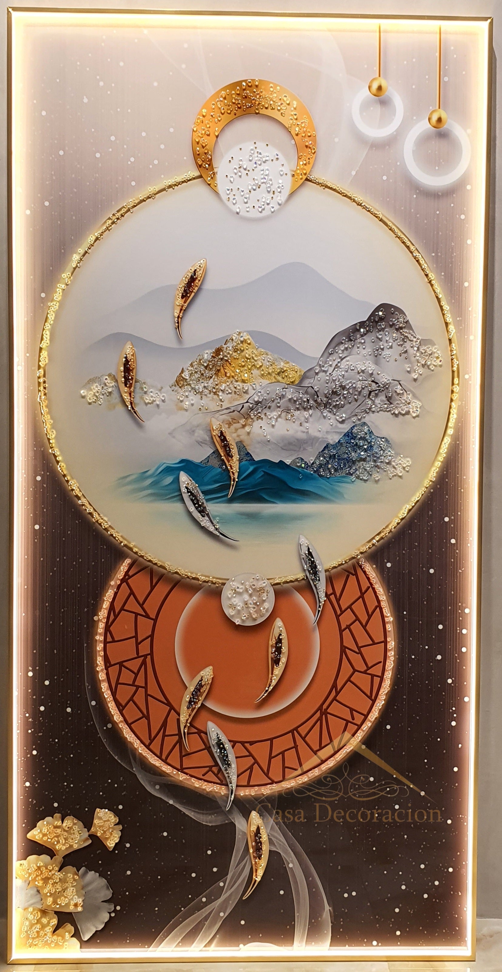 Modern Nature Design 3d Embossed Beads W/ LED Light