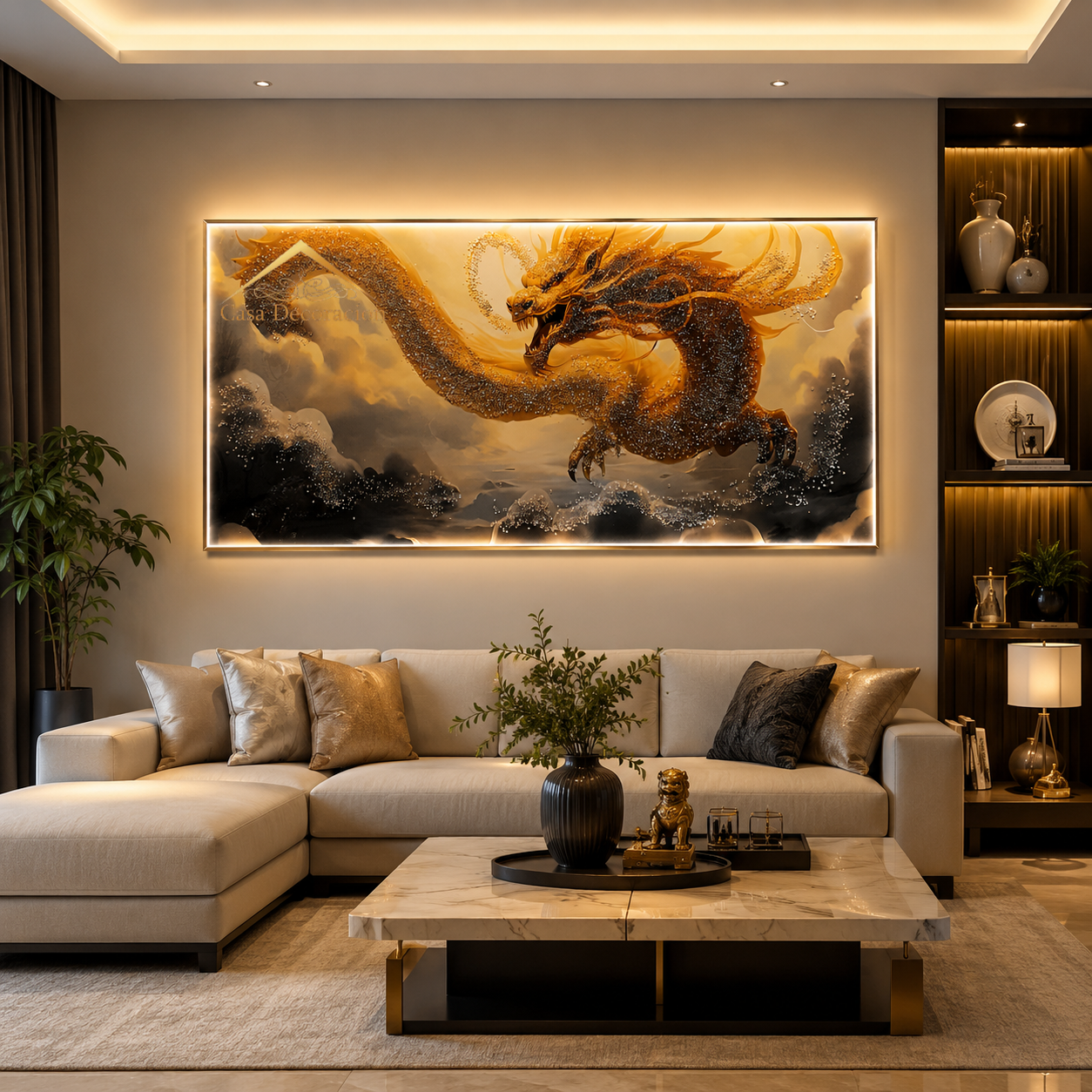 Sun Dragon Horizontal Crystal Painting