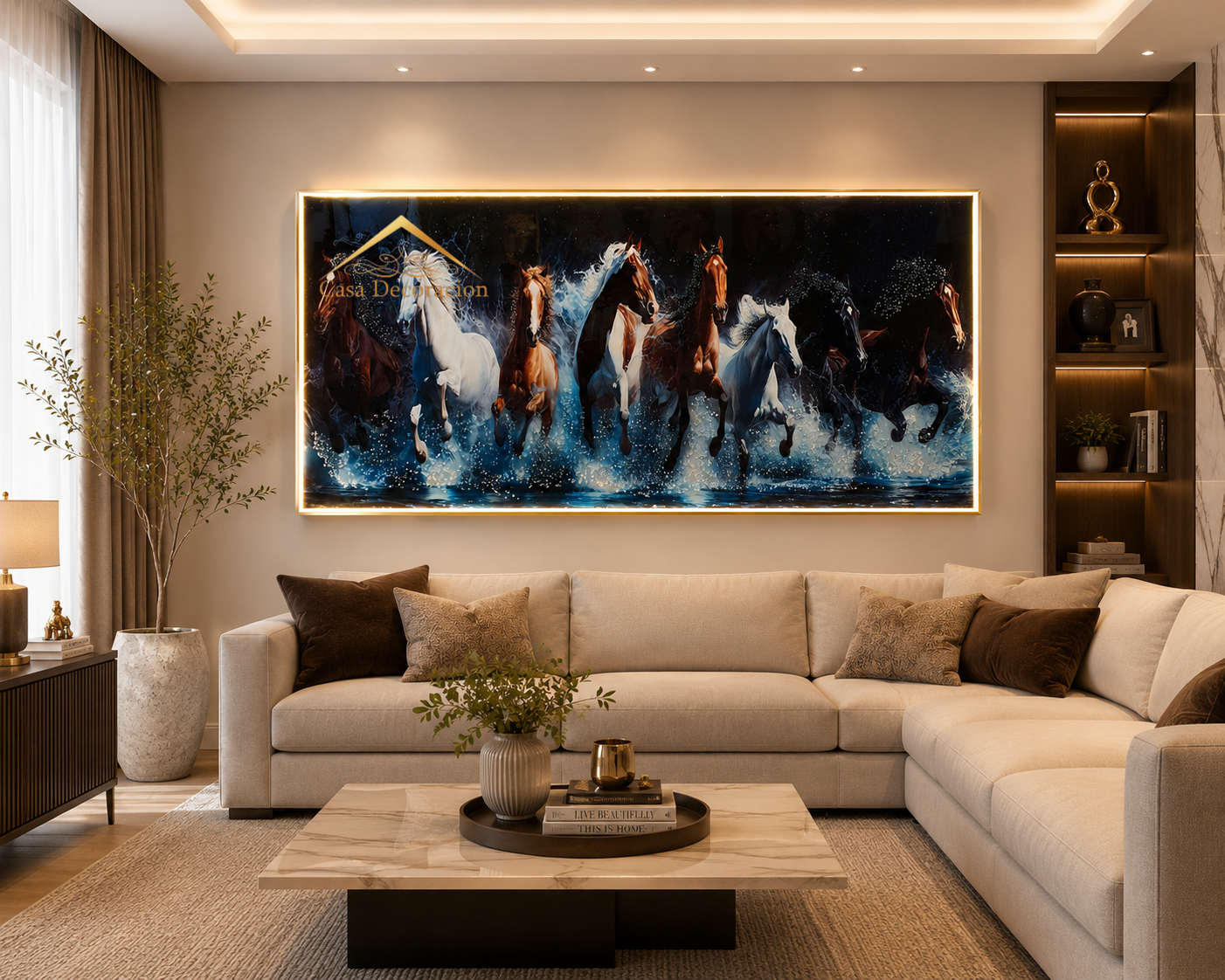 Seven Running Horses Crystal Painting 01