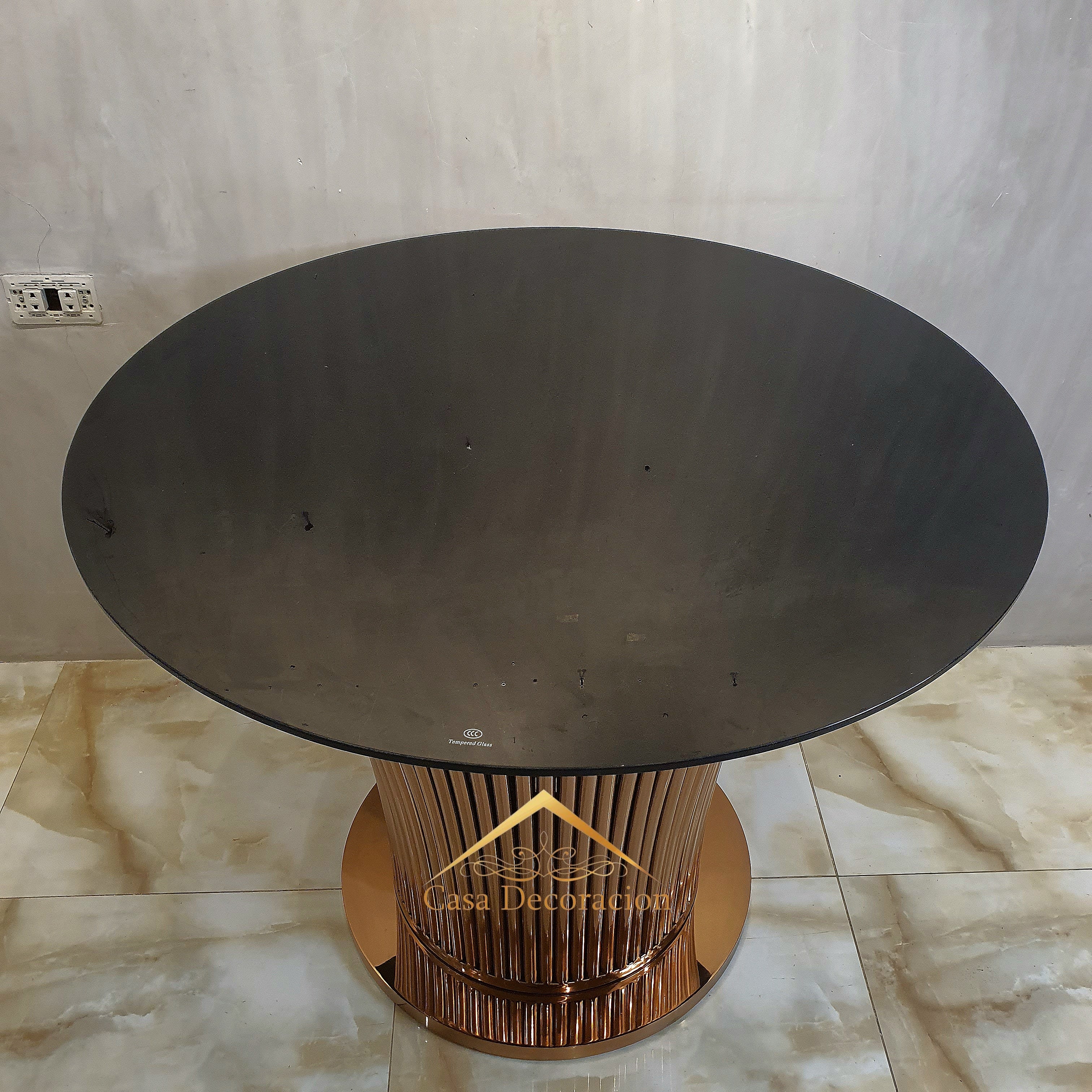 Gold Fluted Center Table Glass Top