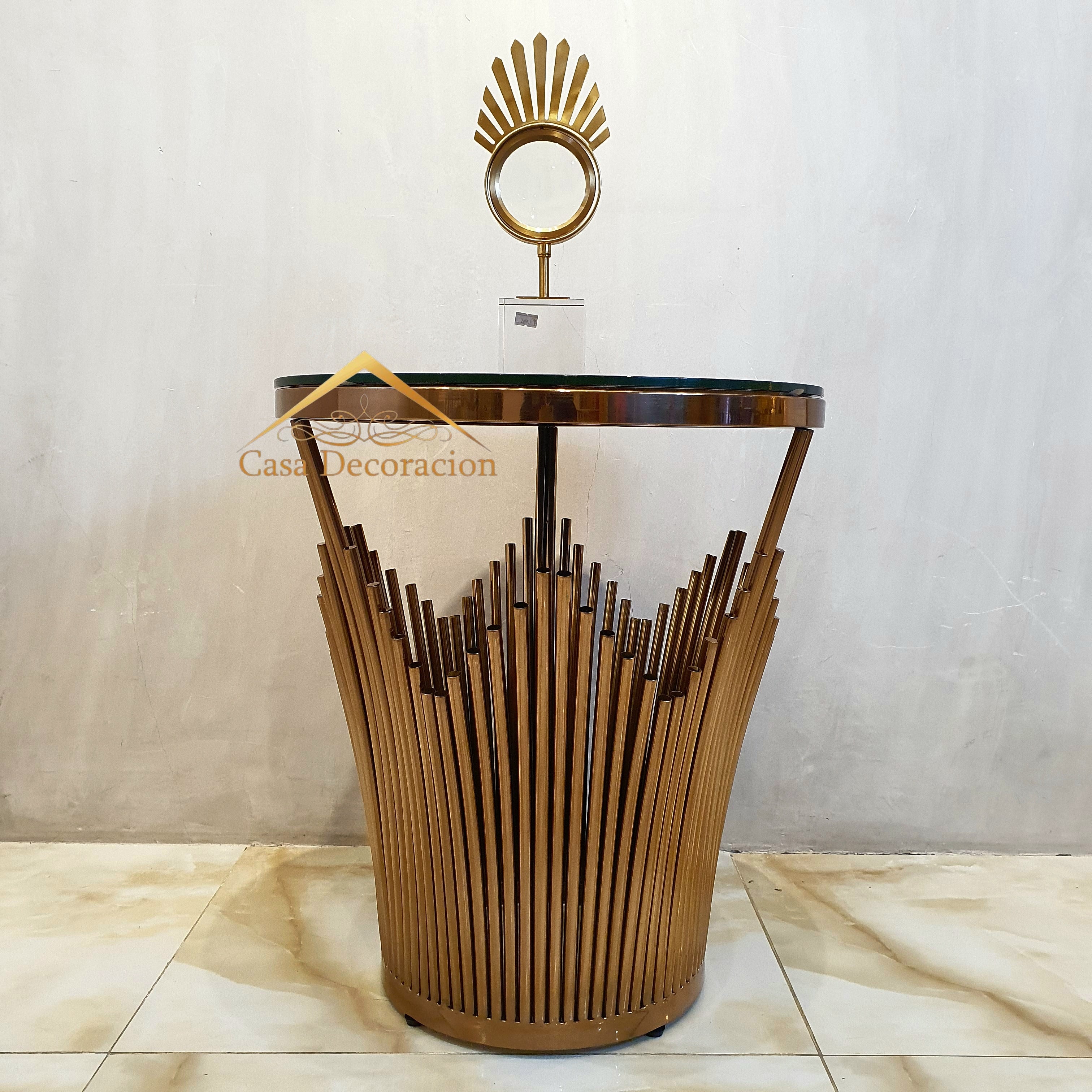Gold Fluted Round Coffee Table