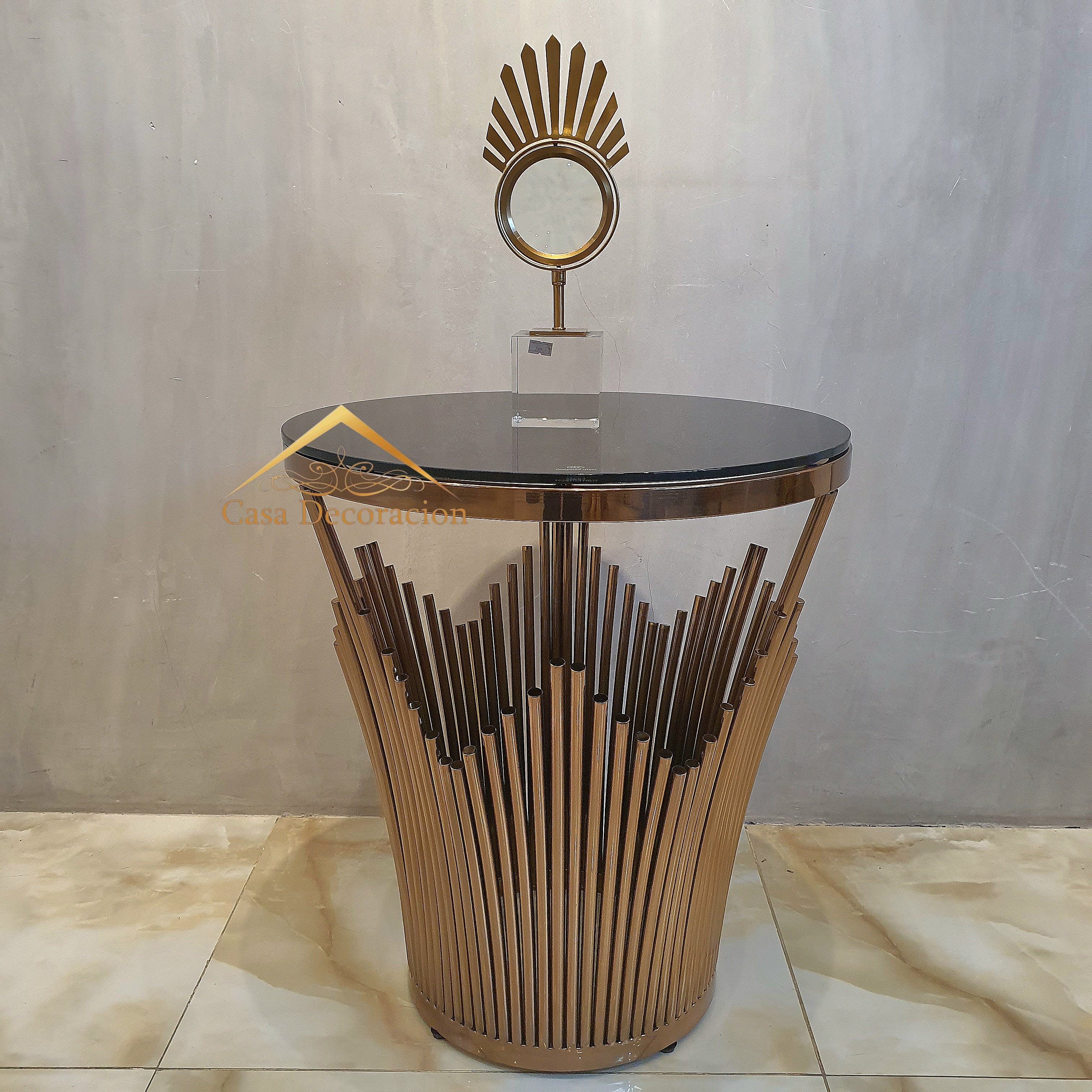 Gold Fluted Round Coffee Table