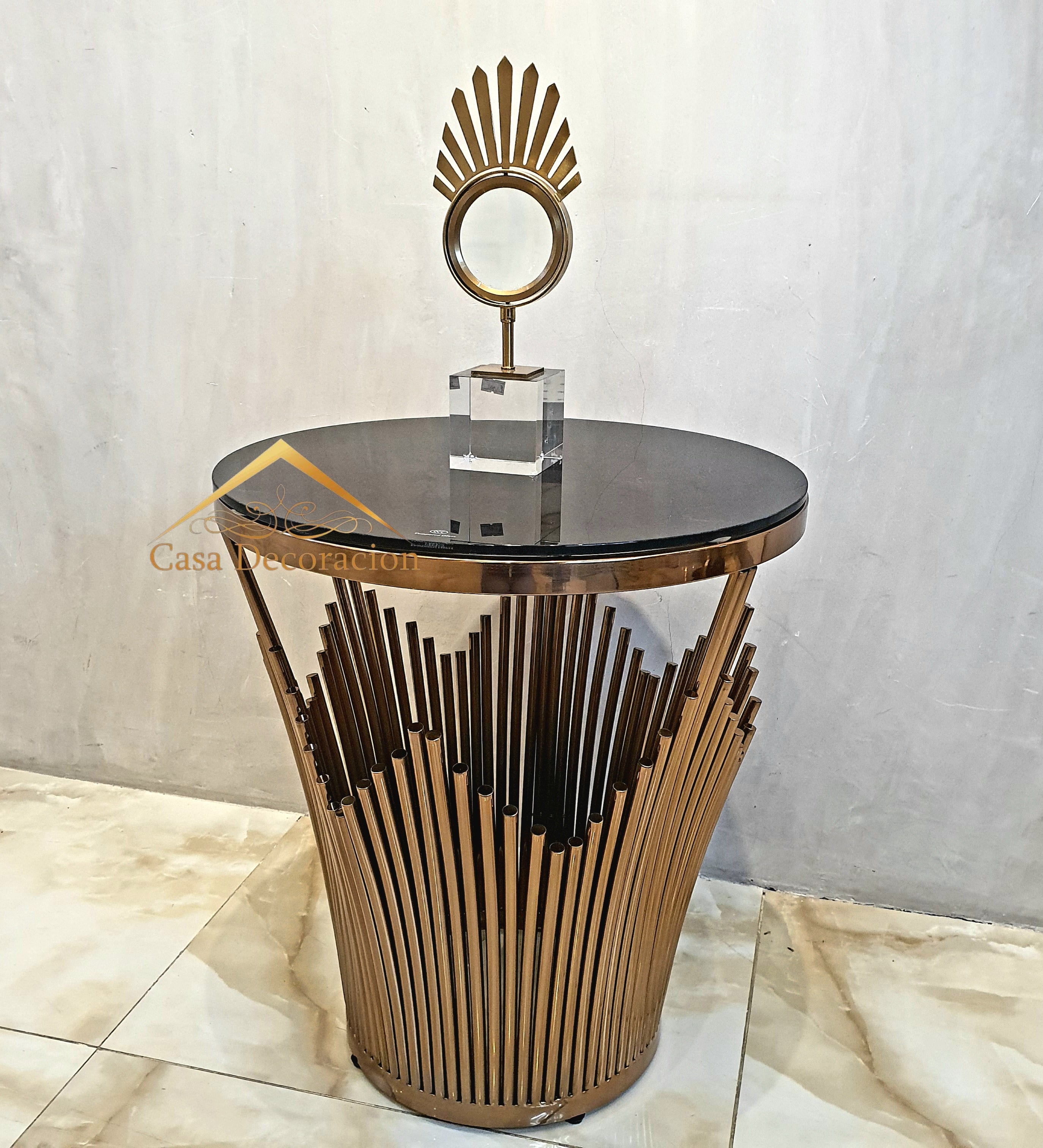 Gold Fluted Round Coffee Table