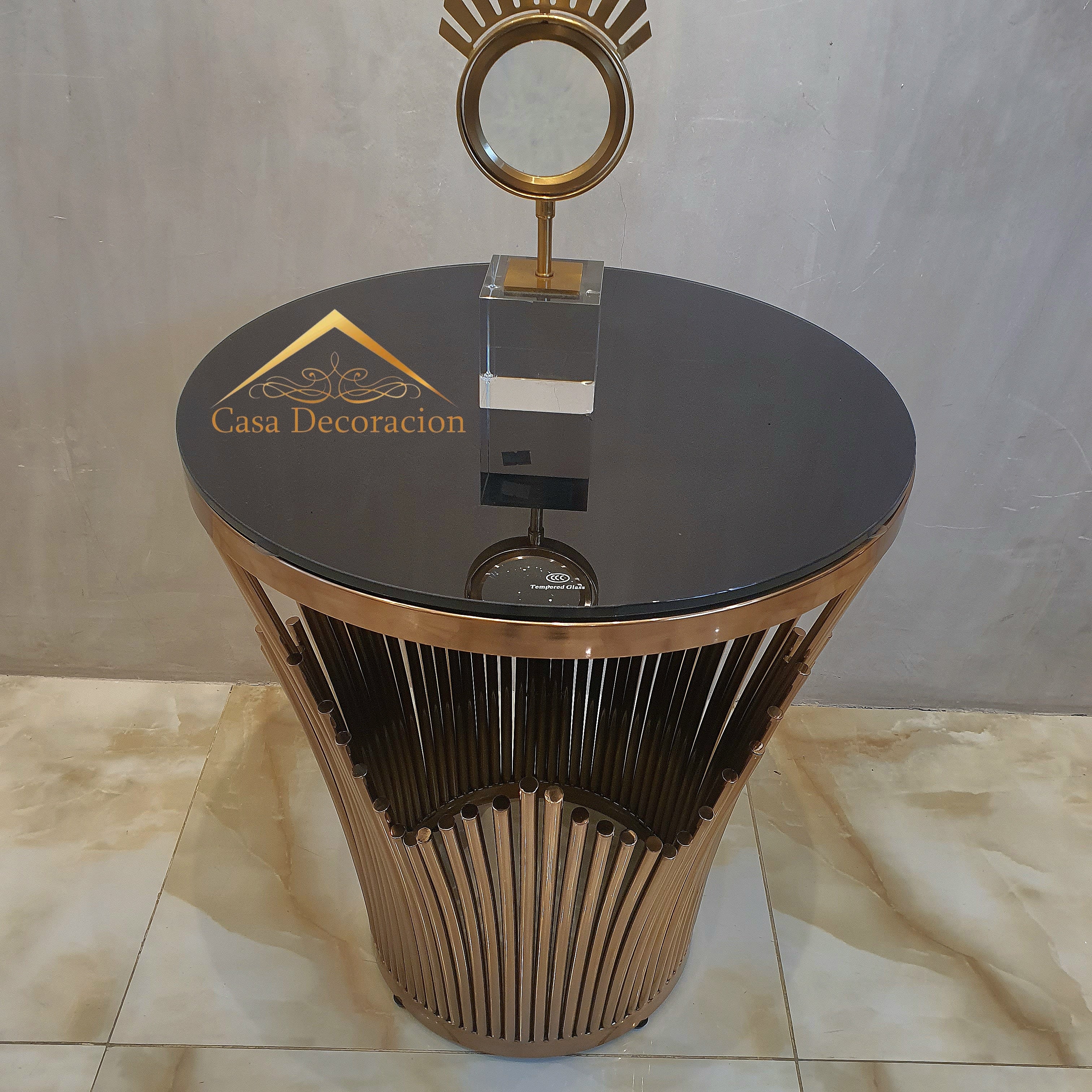 Gold Fluted Round Coffee Table