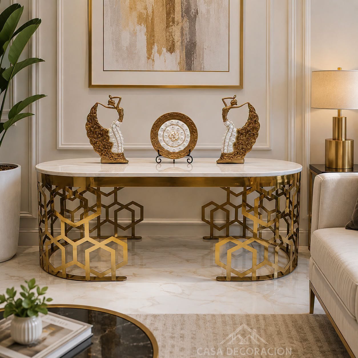 Gold Hexagonal Design Center Table