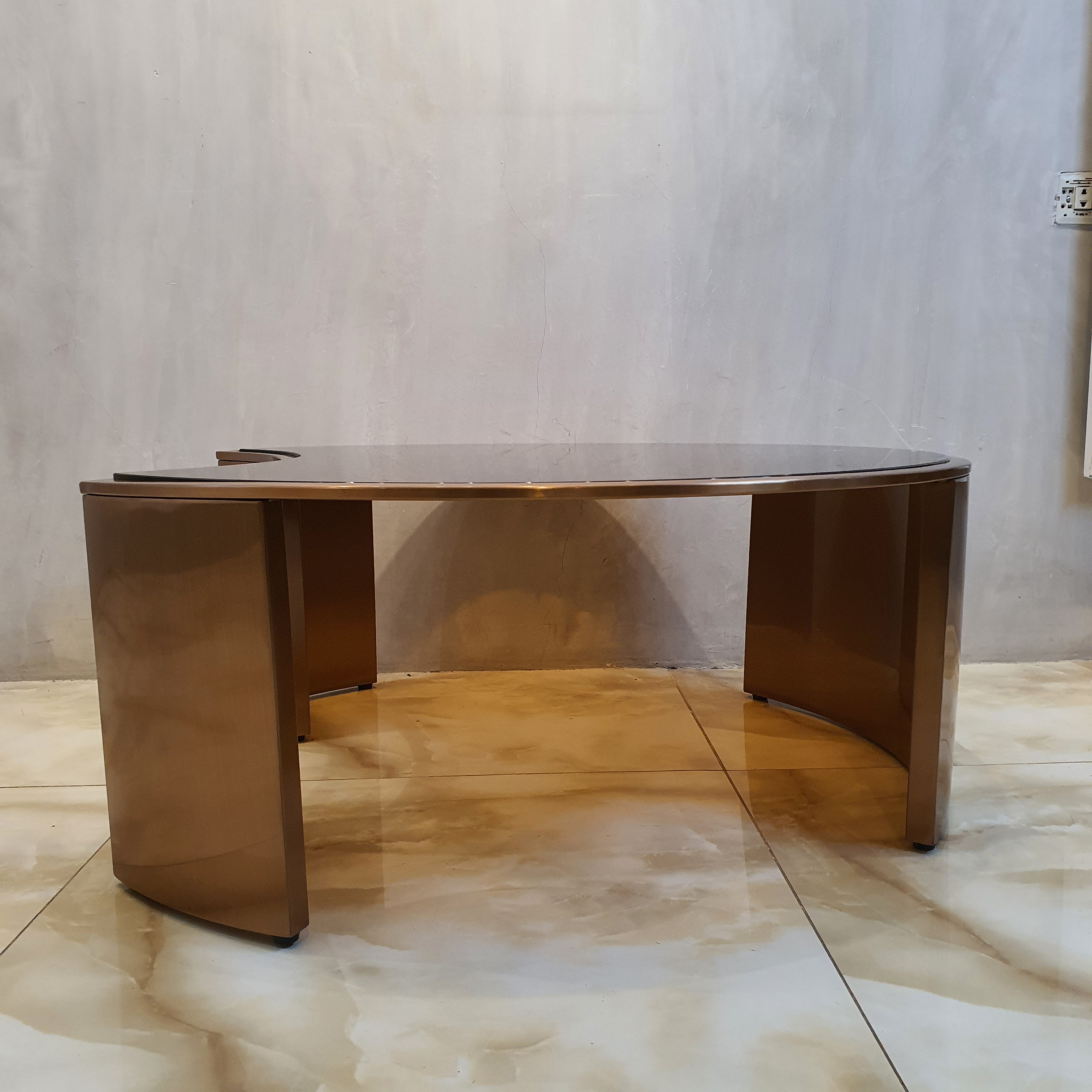 Luxe Bronze Glass Gold Center Table and Side Table