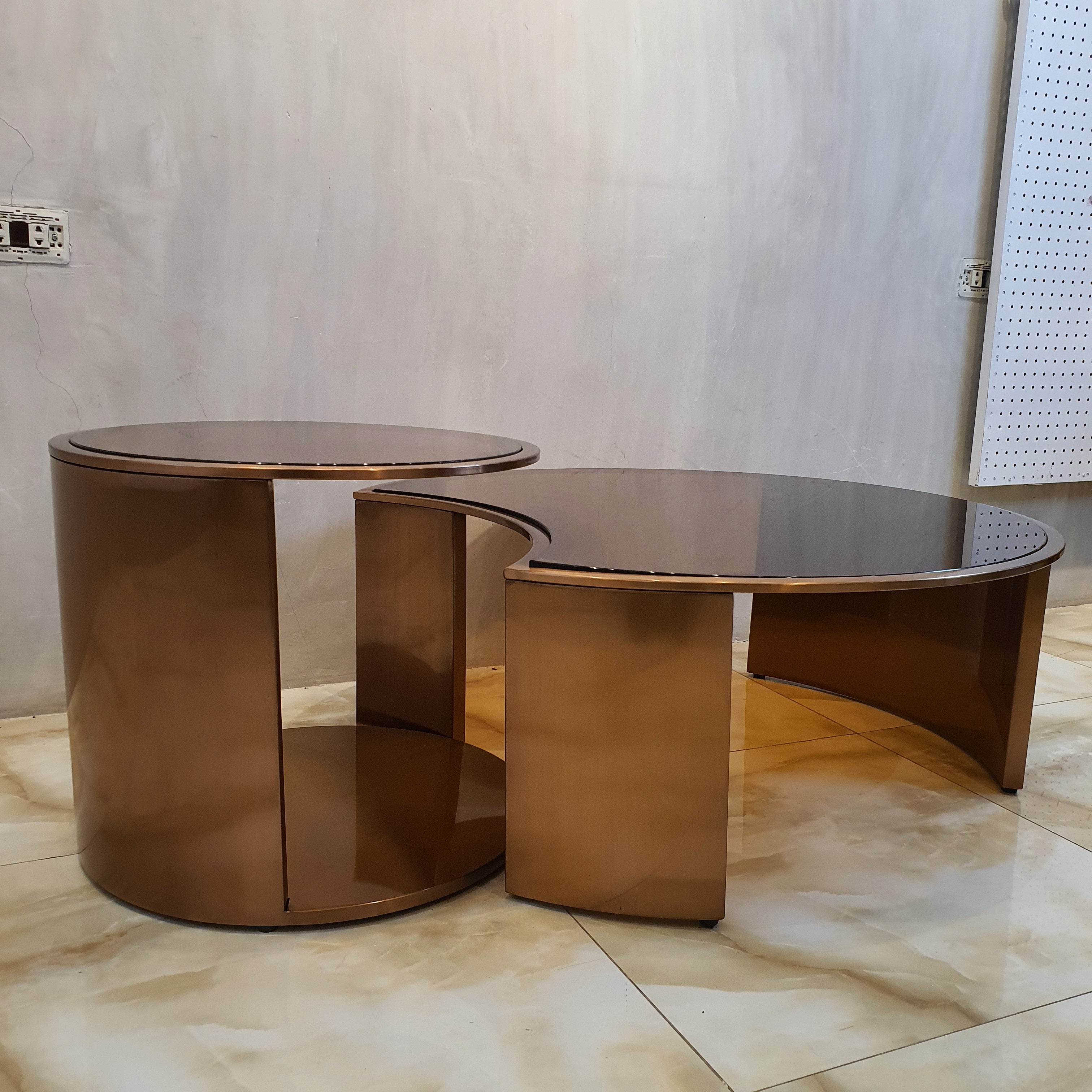 Luxe Bronze Glass Gold Center Table