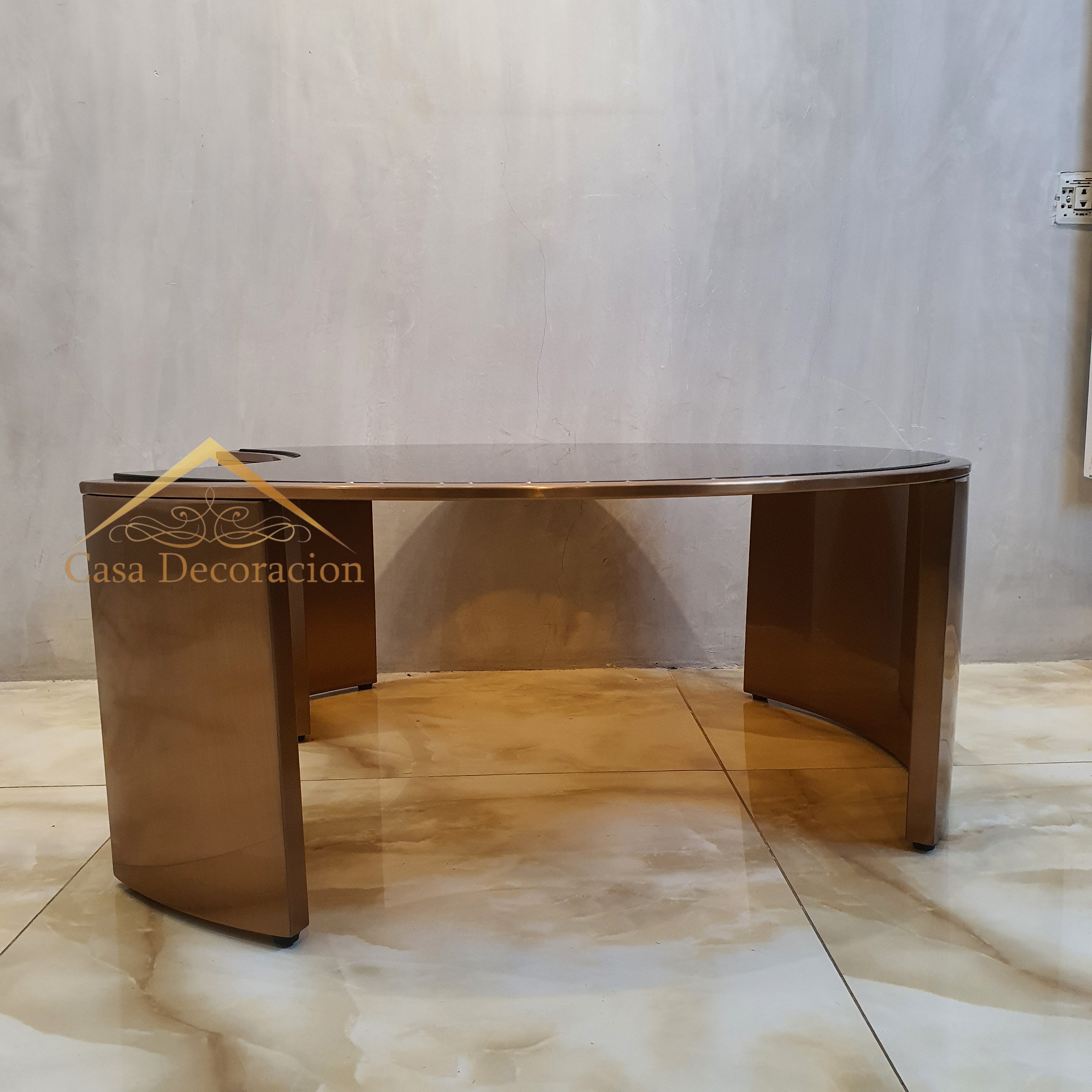 Luxe Smoked Glass Bronze Center Table