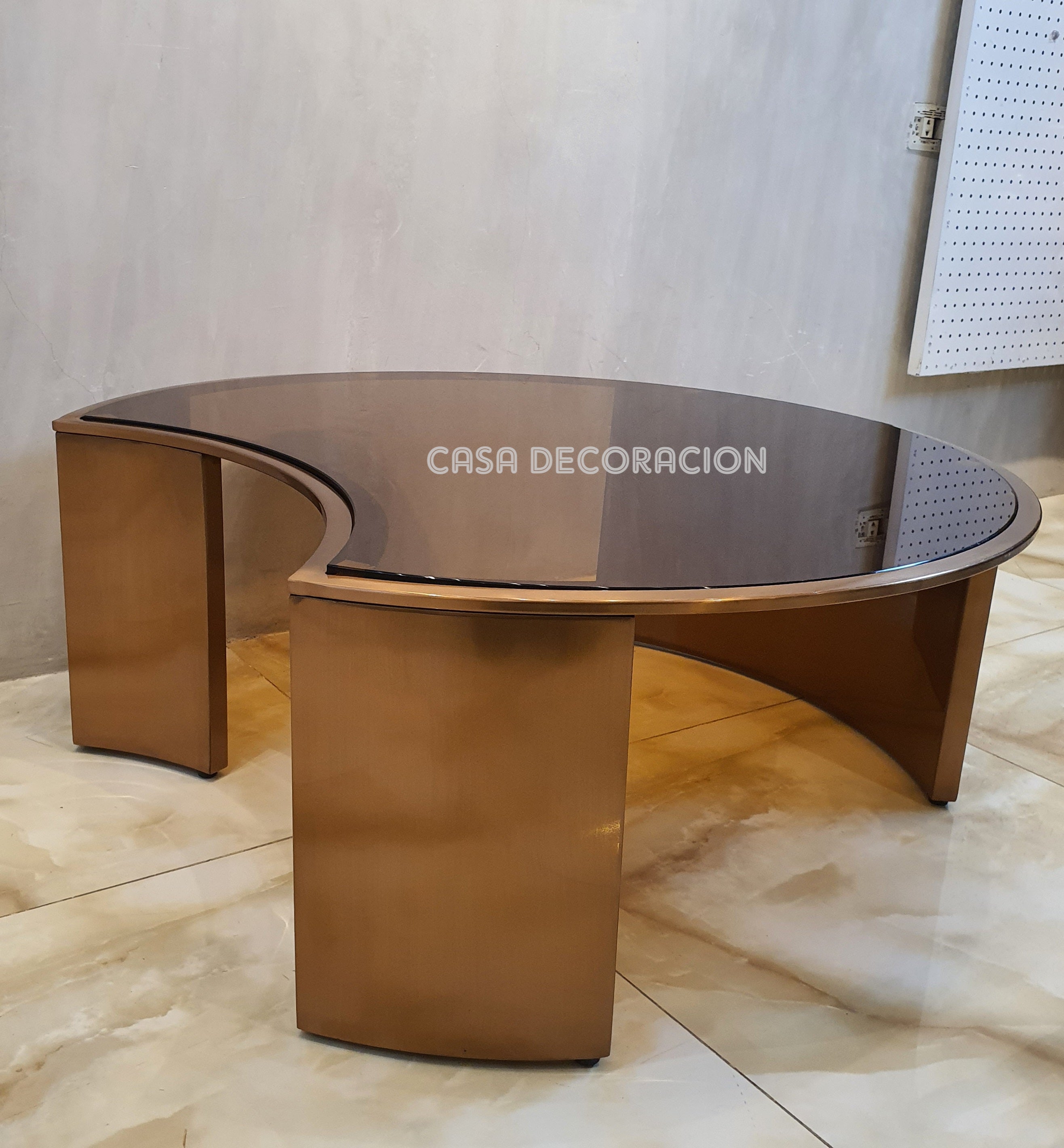 Luxe Smoked Glass Bronze Center Table