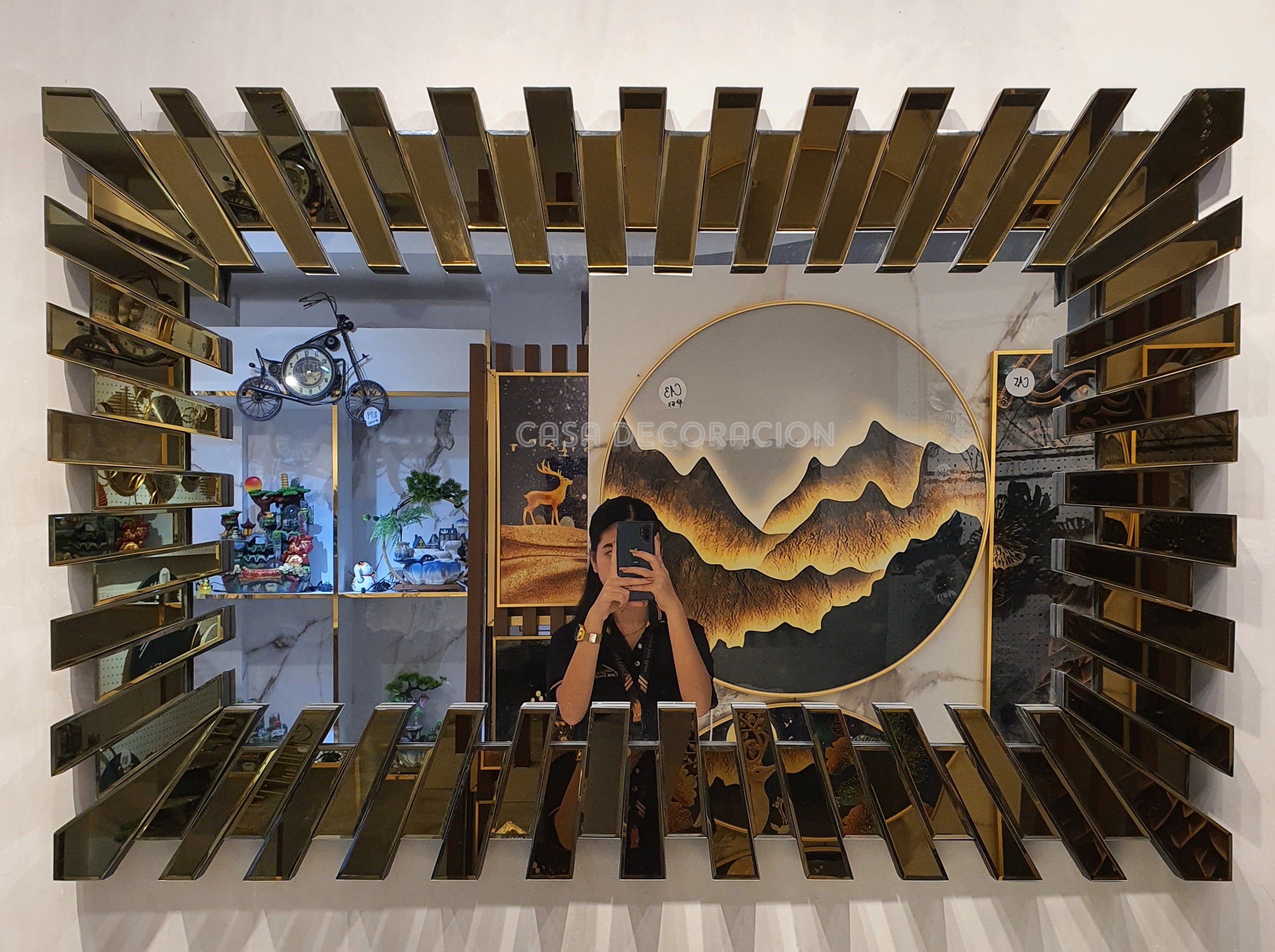 Luxury Rectangular Gold Ray Mirror (120x80cm)