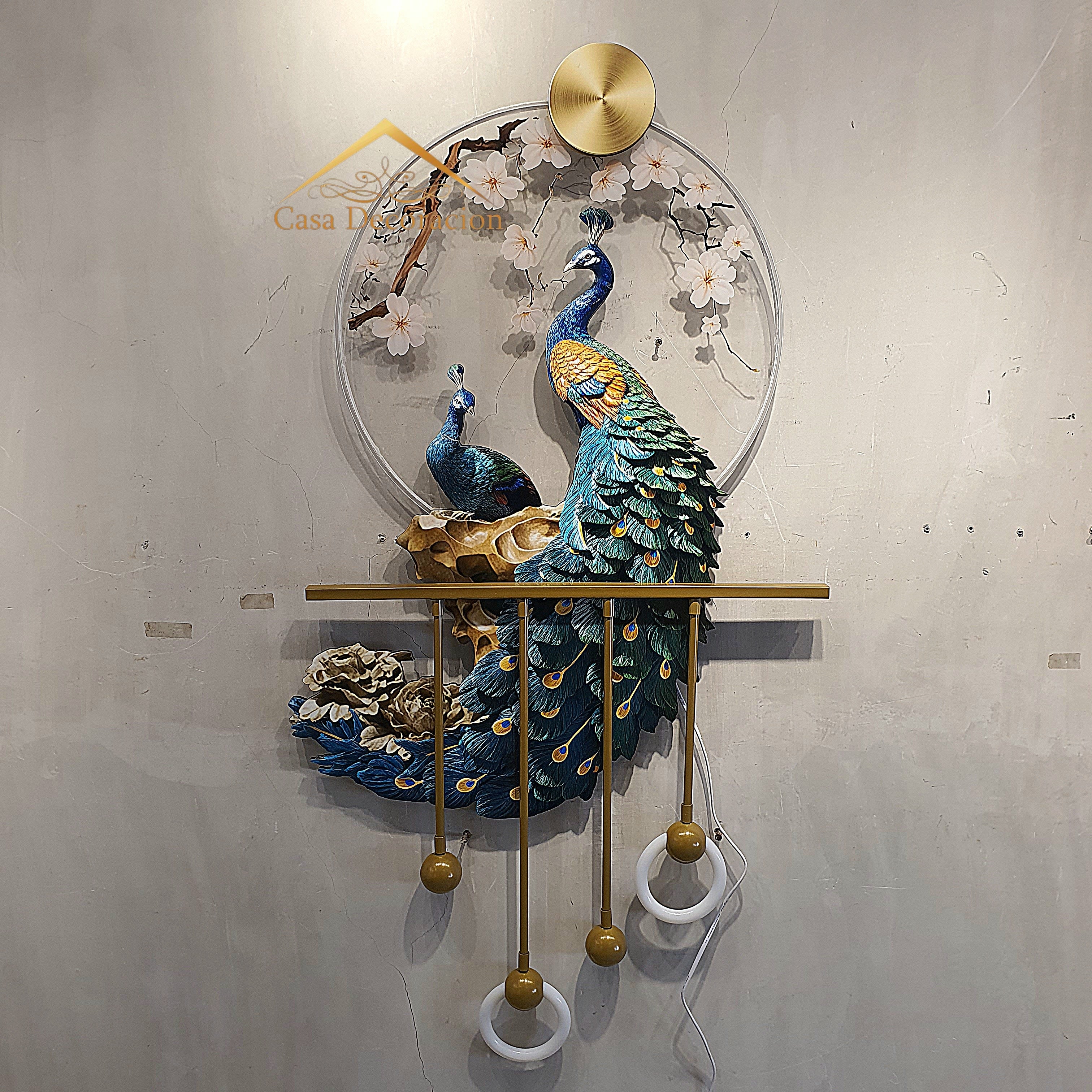 3D Couple Peacock Wall Art With LED