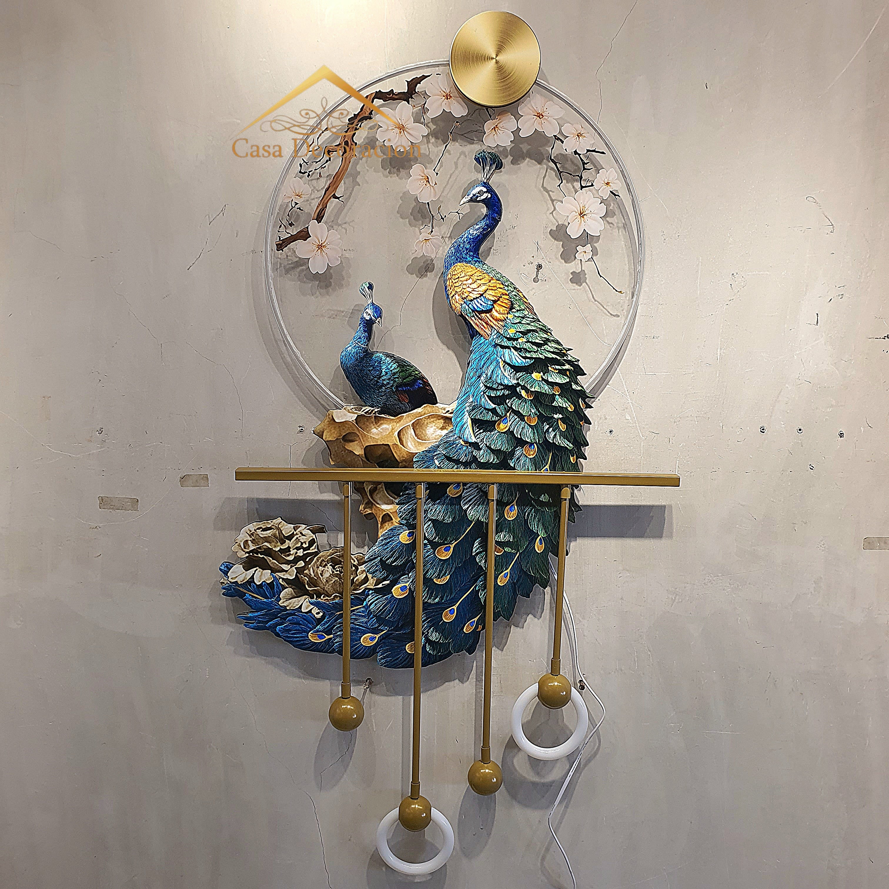 3D Couple Peacock Wall Art With LED