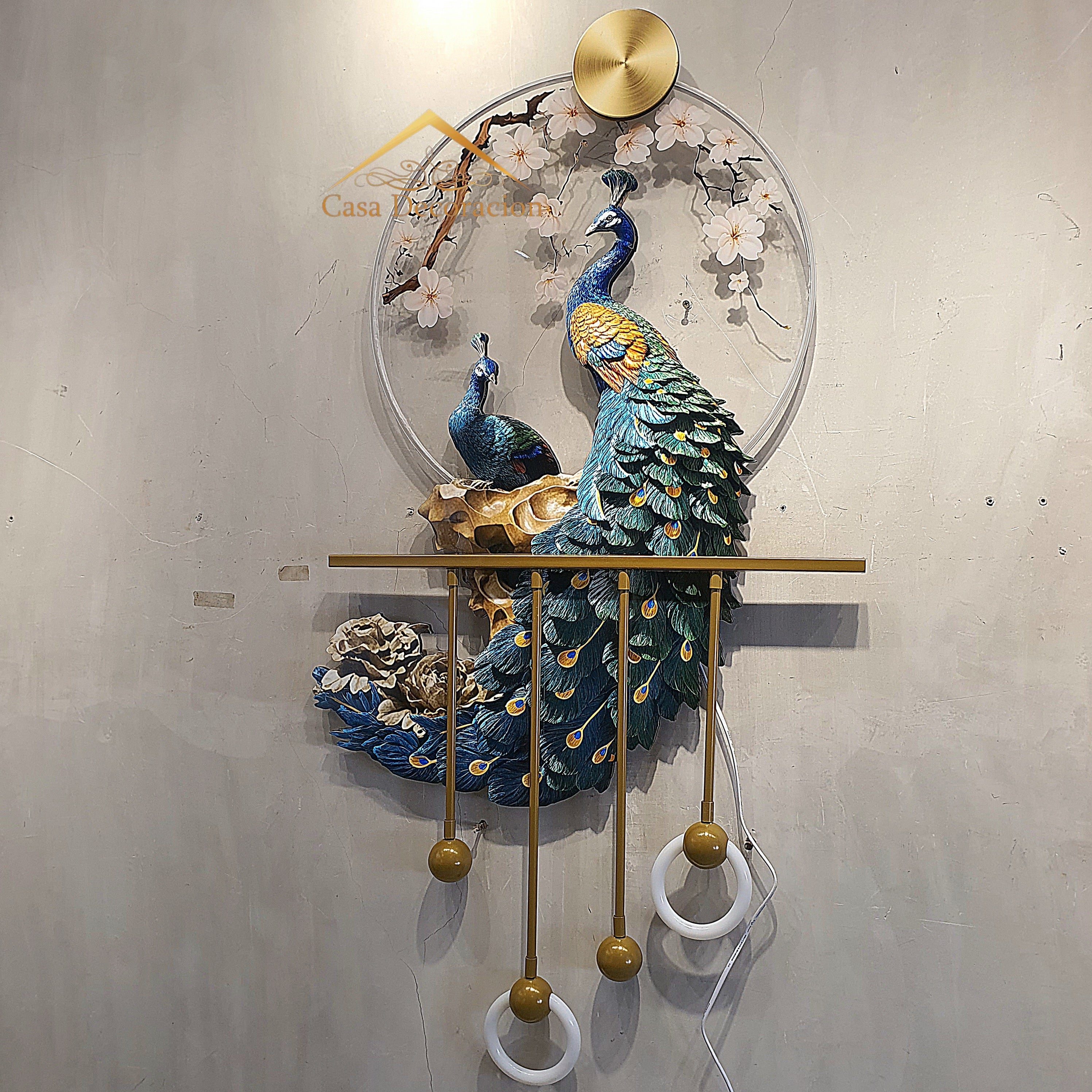 3D Couple Peacock Wall Art With LED