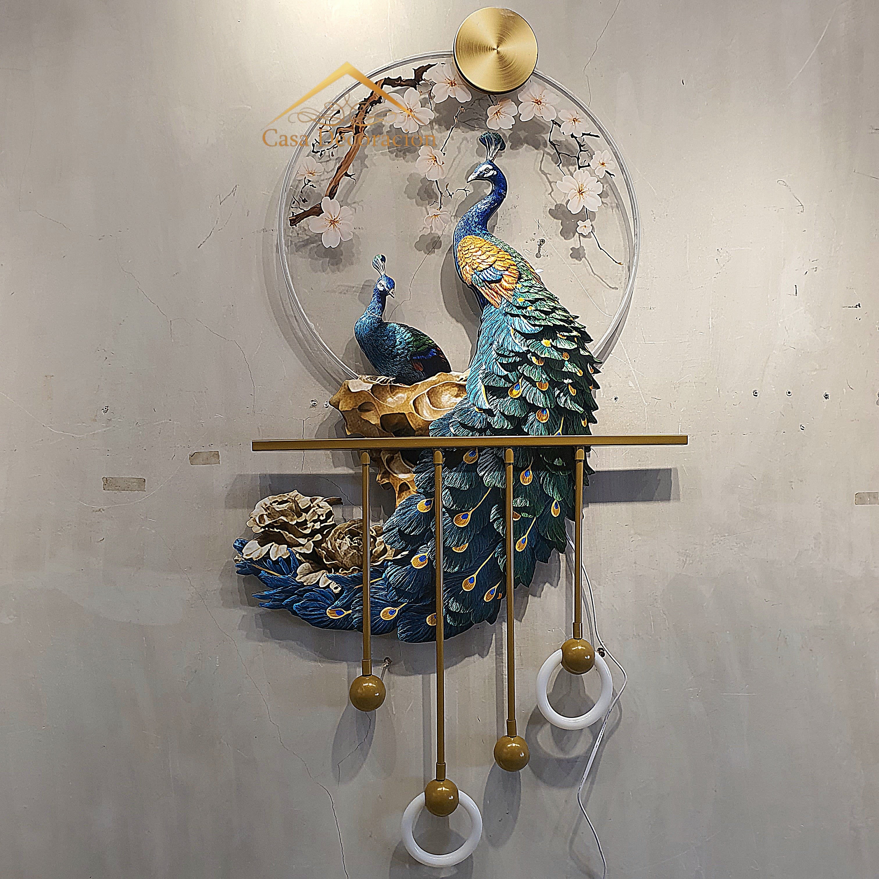 3D Couple Peacock Wall Art With LED