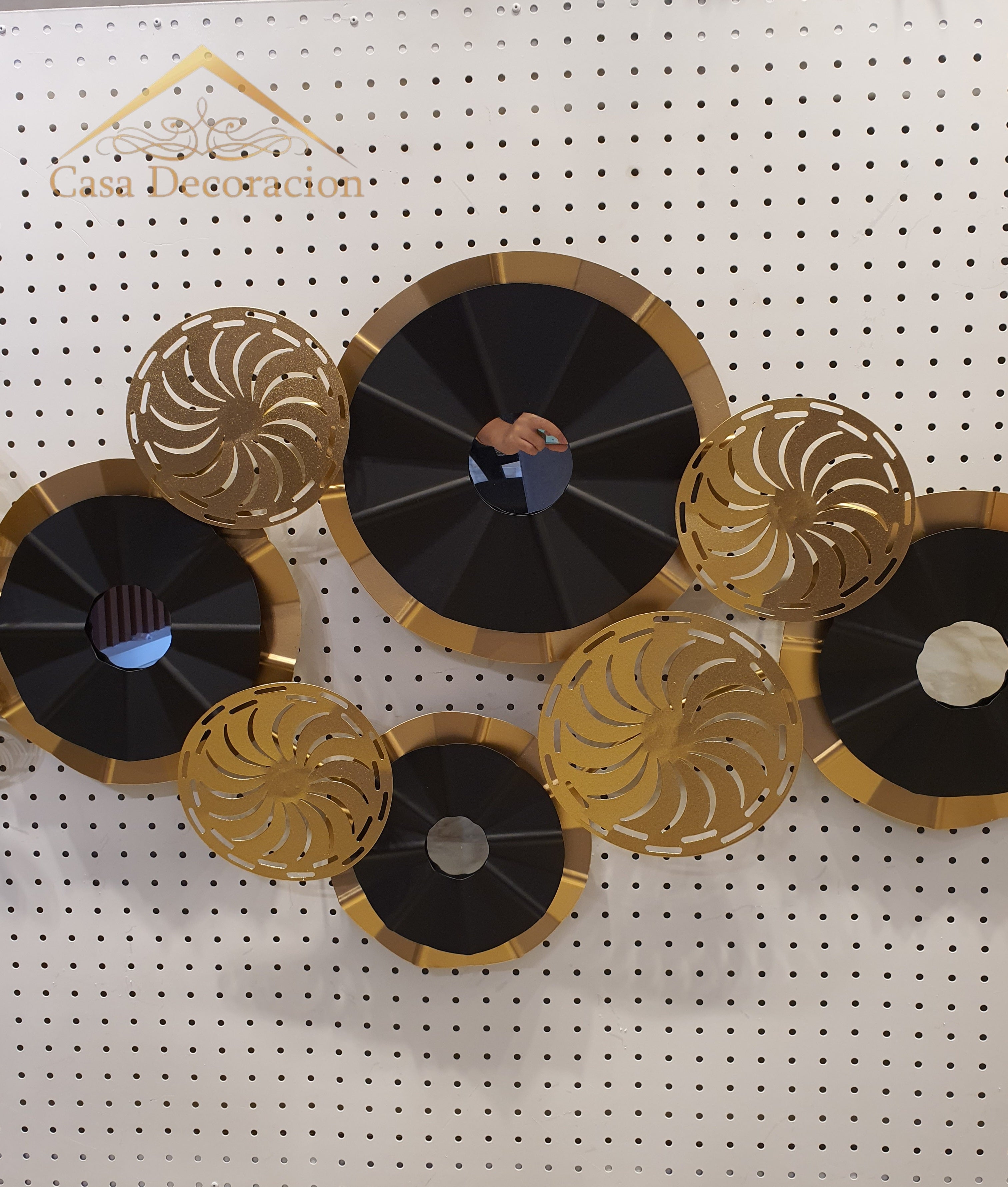 Black and Gold Lotus Metal Wall Art