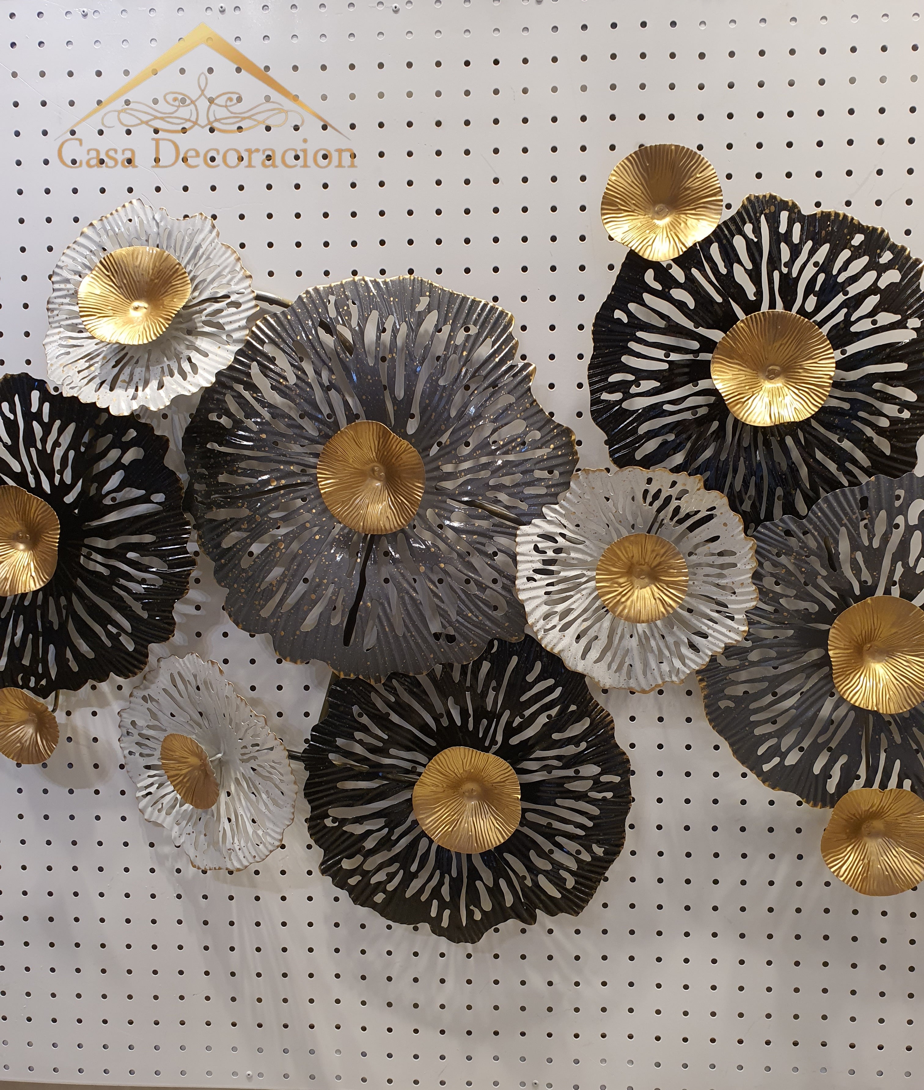 Black and White Lotus Metal Decor