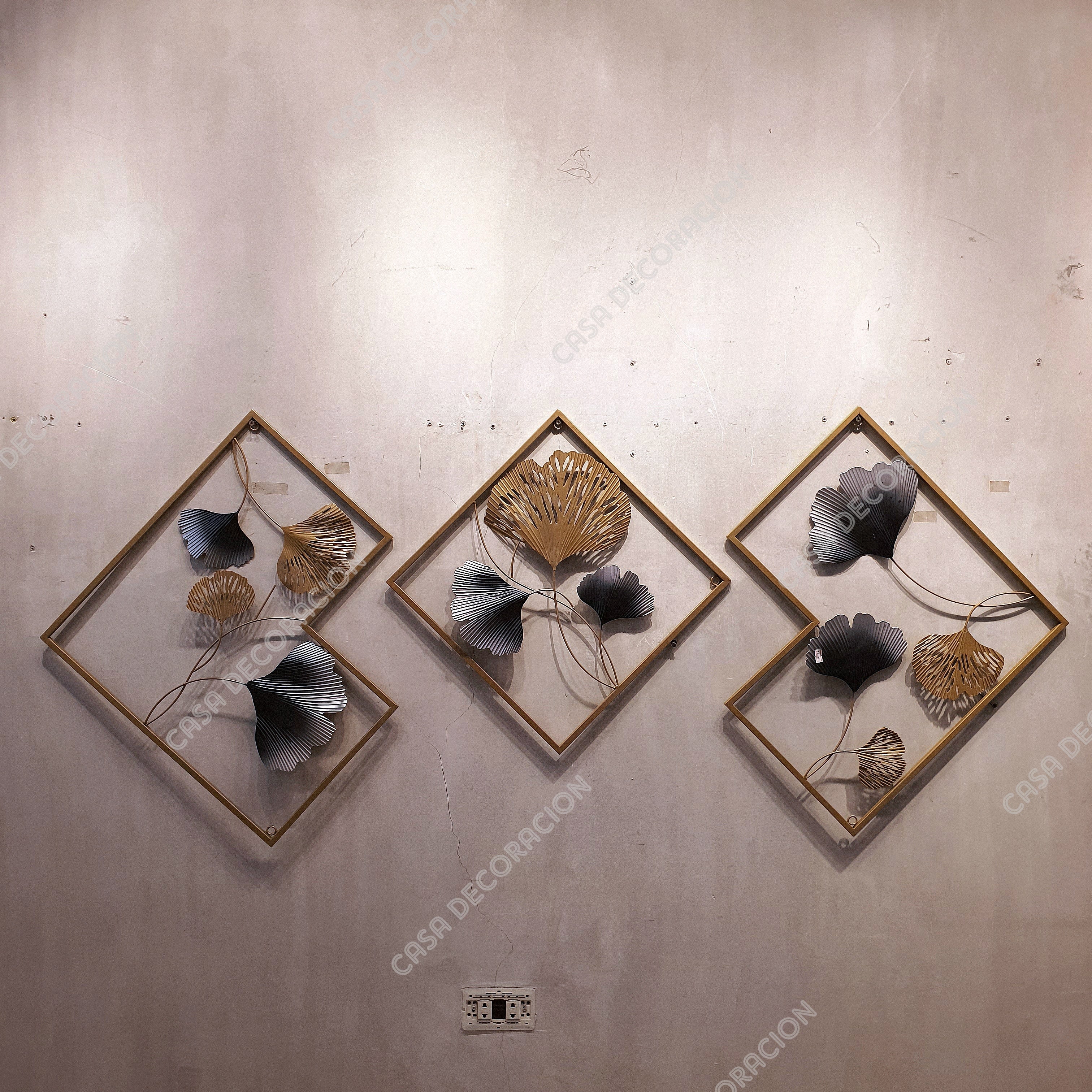 Gold Ginkgo Leaf Metal Wall Art Set of 3
