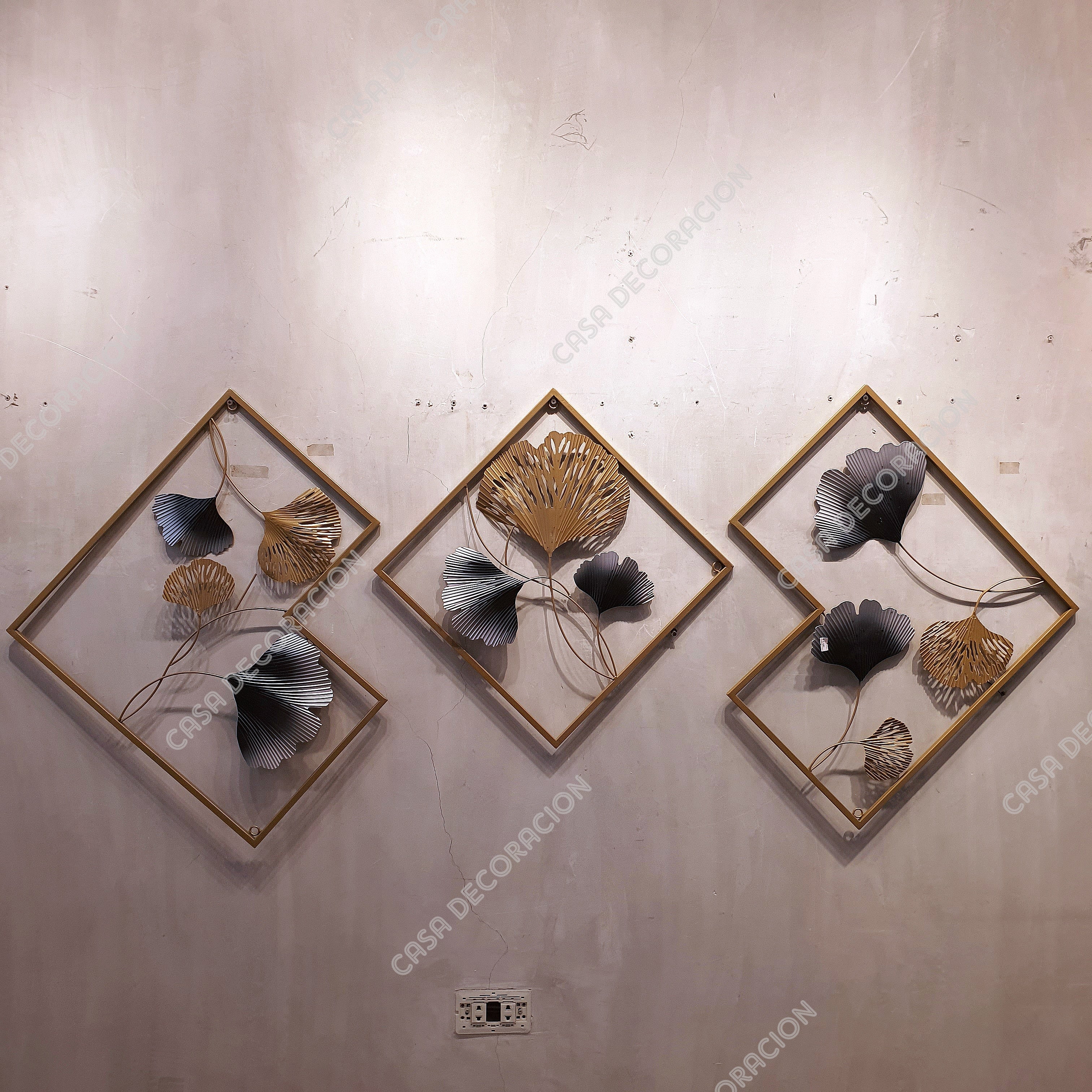 Gold Ginkgo Leaf Metal Wall Art Set of 3